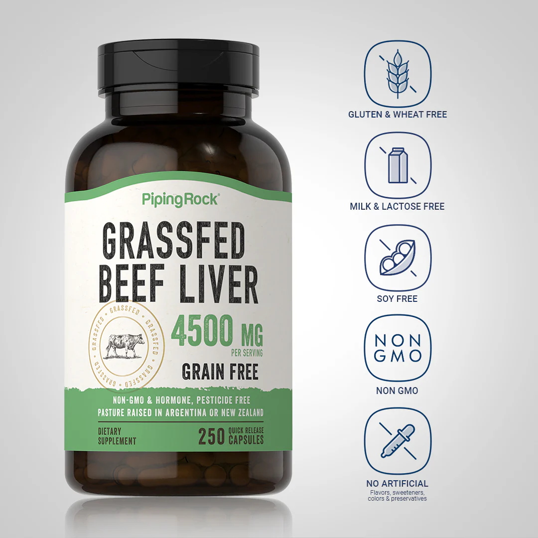 Grass Fed Beef Liver, 4500 mg (per serving), 250 Quick Release Capsules - Image 5