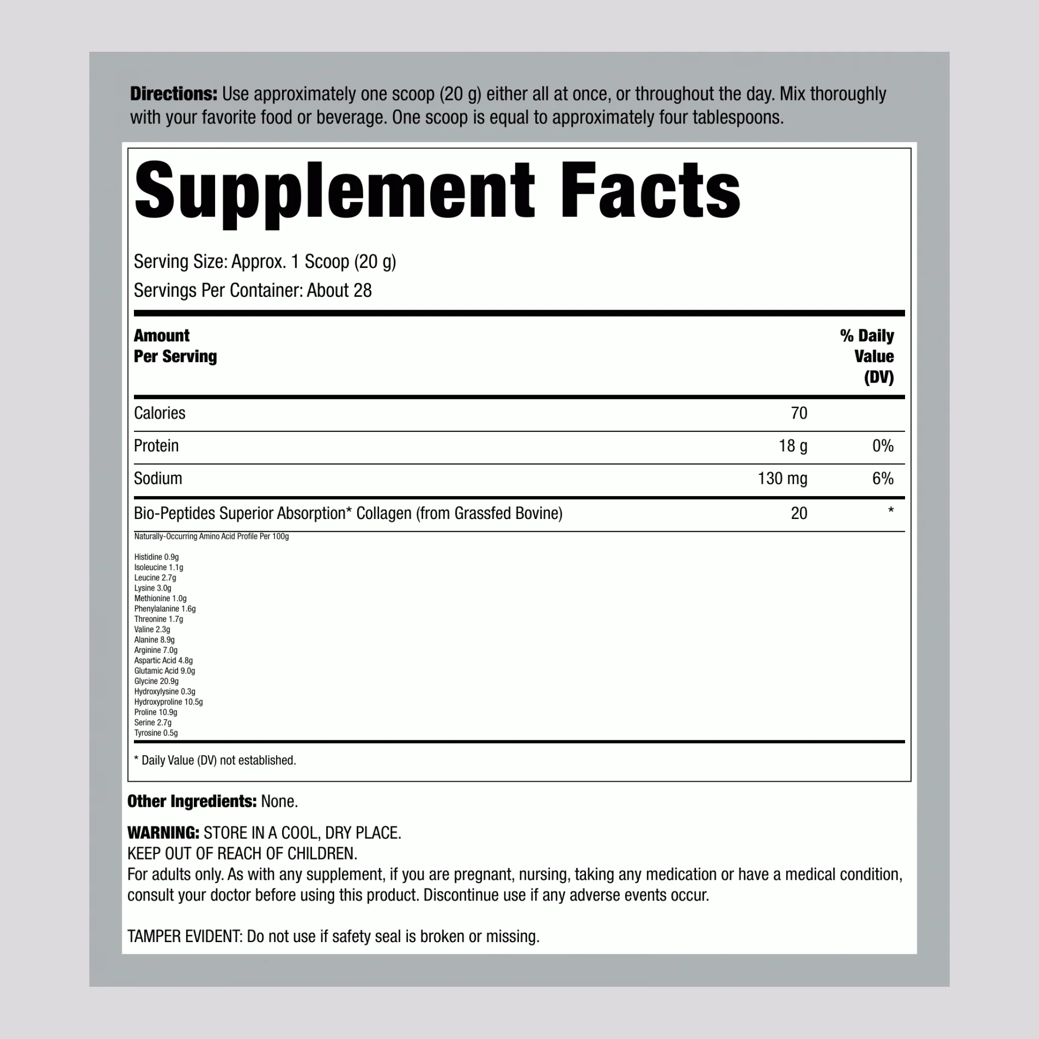 Grassfed Collagen Bio-Peptides, 20 oz (567 g) Powder - Image 2
