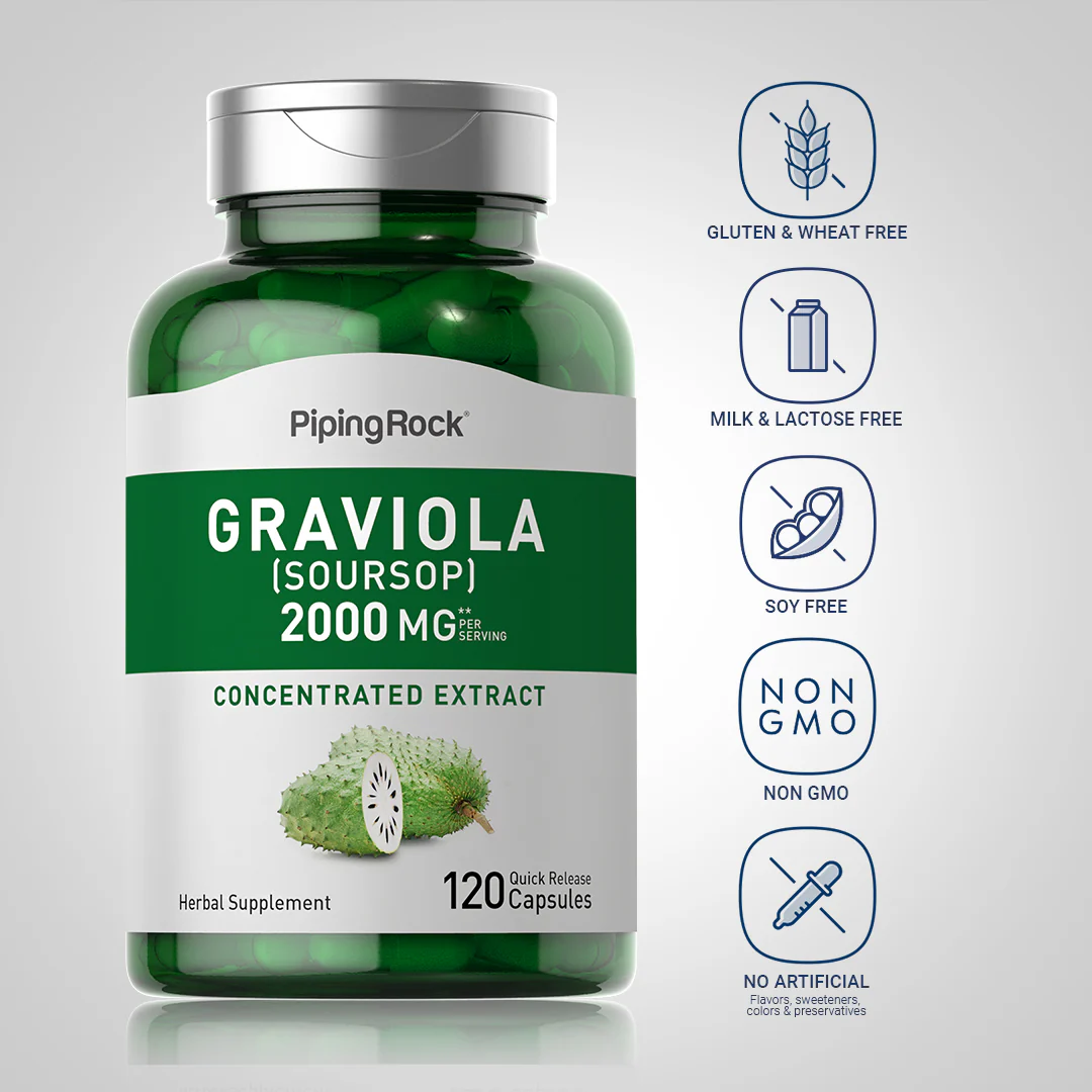 Graviola Soursop, 2000 mg (per serving), 120 Quick Release Capsules - Image 5