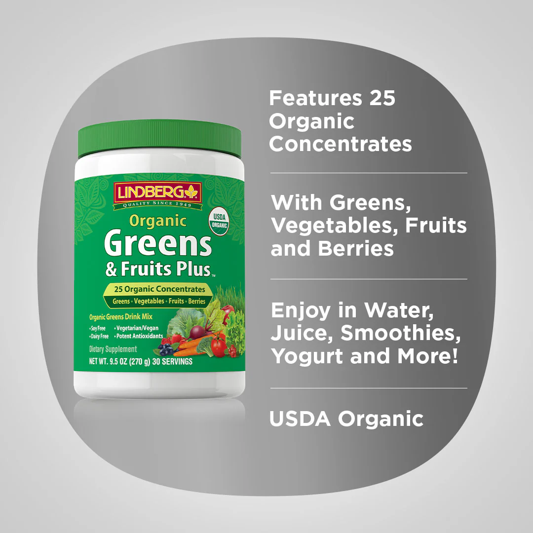 Greens & Fruits Plus Organic, 9.5 oz (270 g) Bottle, 2  Bottles - Image 3