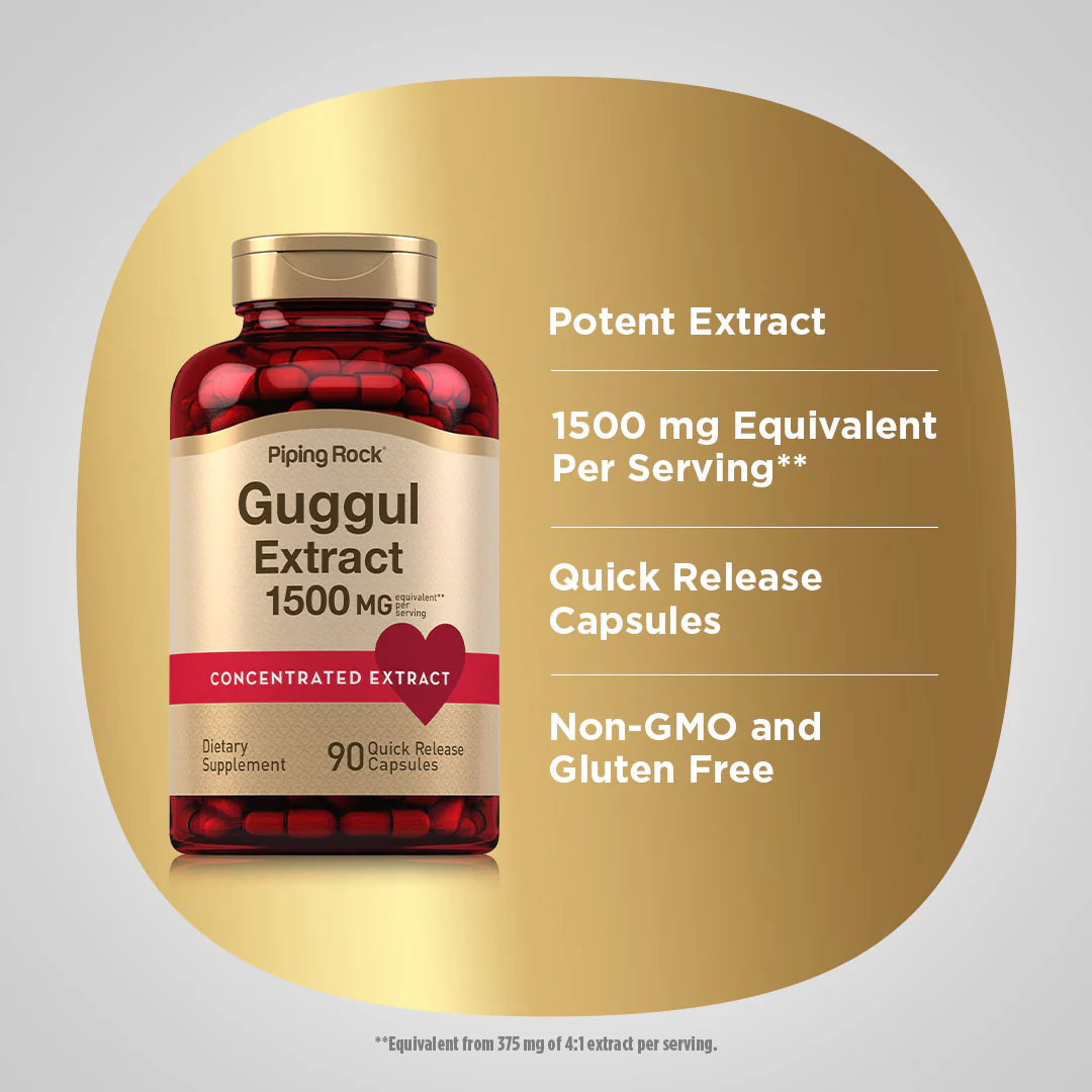 Guggul Extract, 1500 mg (per serving), 90 Quick Release Capsules, 2  Bottles - Image 4