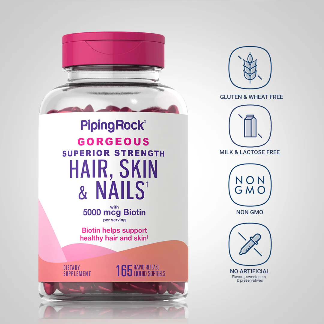 Hair, Skin & Nails infused with Moroccan Argan Oil, 165 Rapid Release Liquid Softgels - Image 4