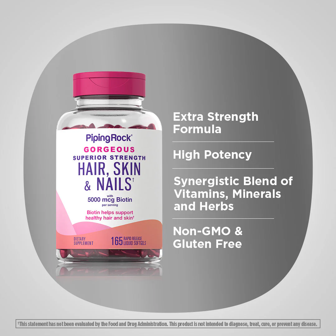 Hair, Skin & Nails infused with Moroccan Argan Oil, 165 Rapid Release Liquid Softgels, 2  Bottles - Image 4