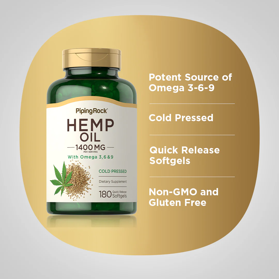 Hemp Seed Oil (Cold Pressed), 1400 mg (per serving), 180 Quick Release Softgels, 2  Bottles - Image 4
