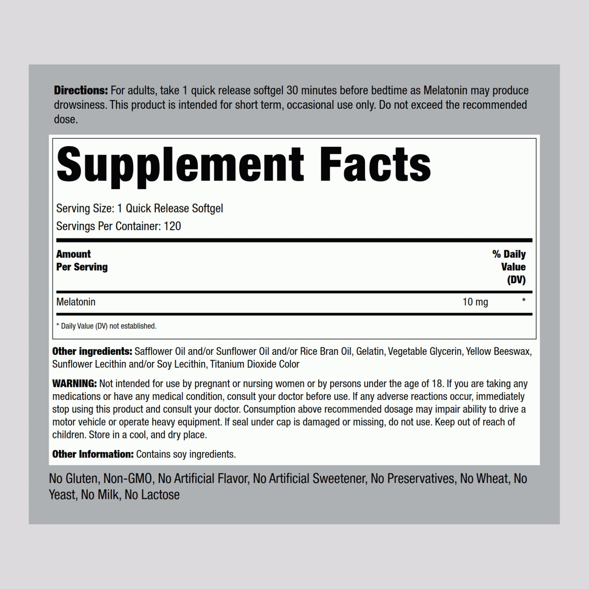 Highly Absorbable Melatonin, 10 mg, 120 Quick Release Softgels - Image 2