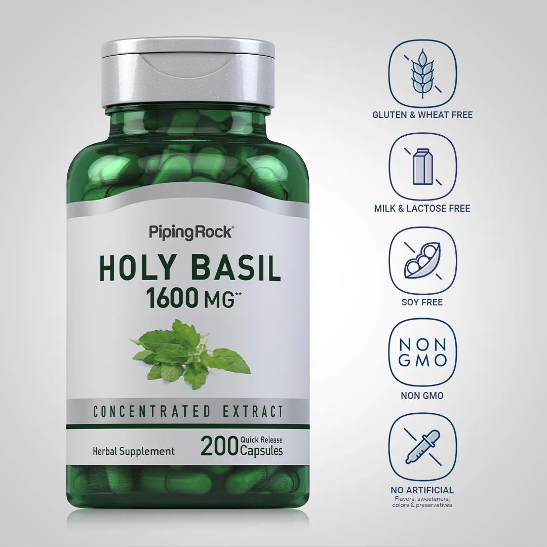 Holy Basil Tulsi, 1600 mg, 200 Quick Release Capsules, 2  Bottles - Image 5
