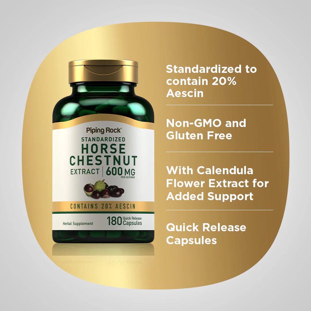 Horse Chestnut (Standardized Extract), 600 mg (per serving), 180 Quick Release Capsules - Image 4