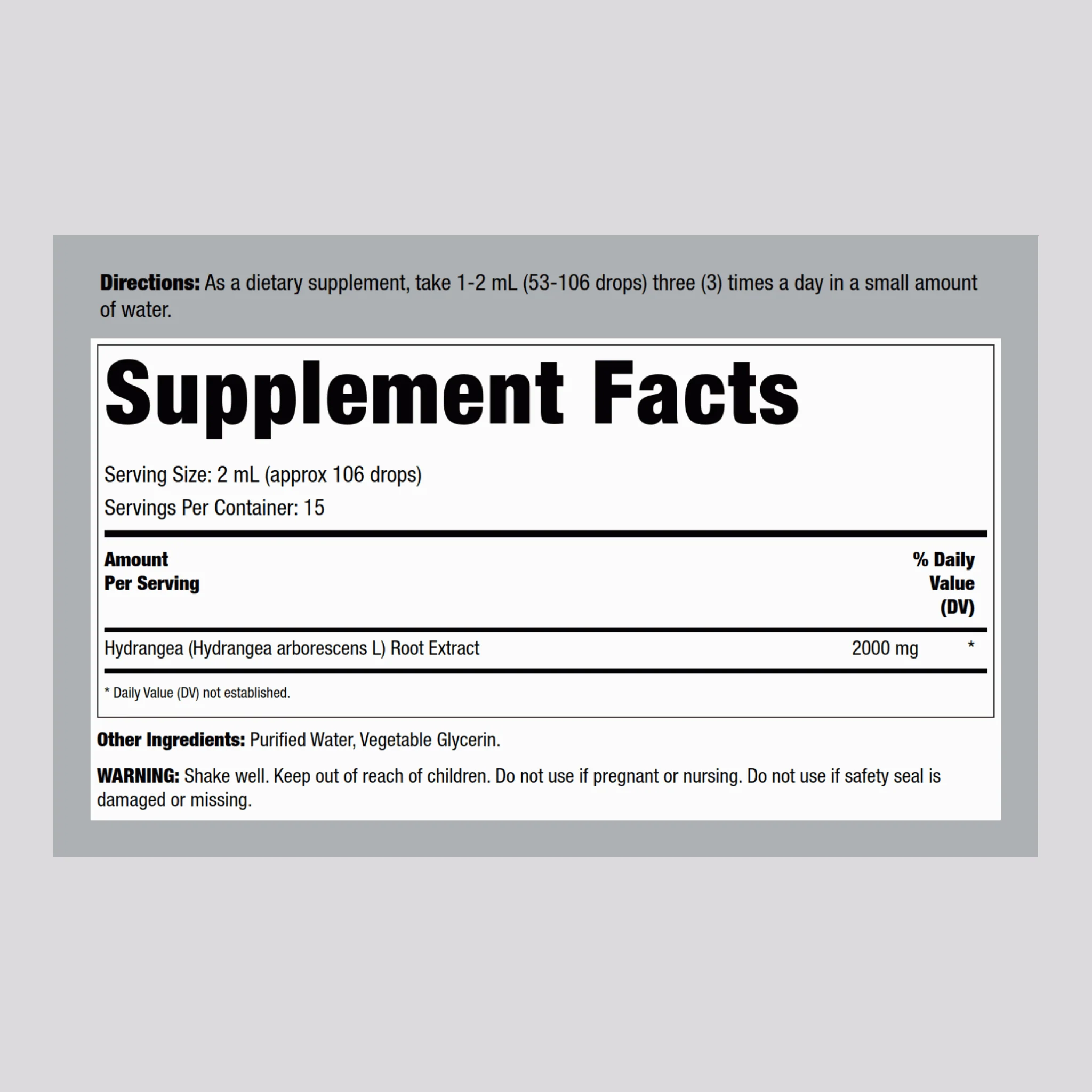 Hydrangea Root Liquid Extract, 2000 mg (per serving), 1 fl oz (30ml) Dropper Bottle - Image 2
