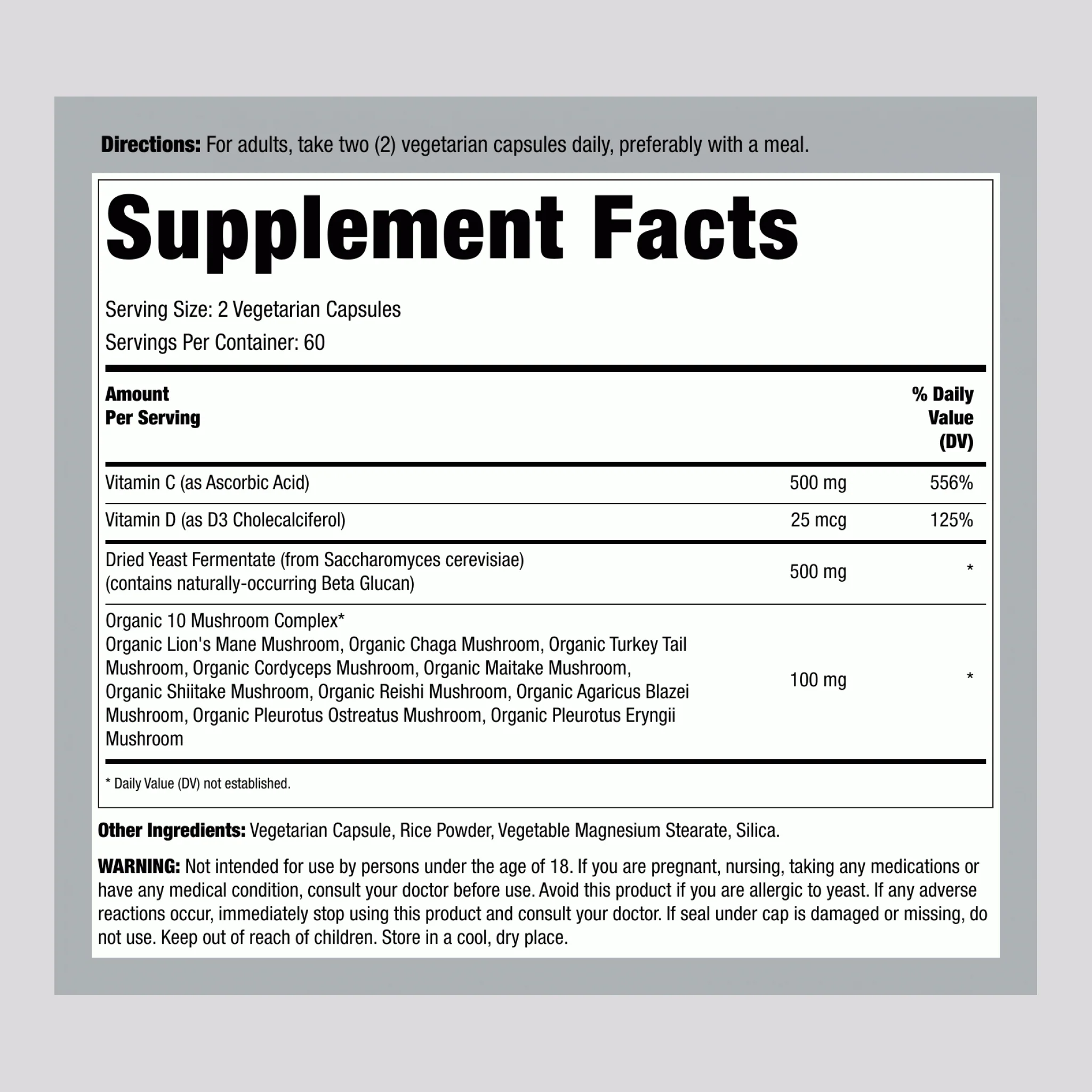 Immune Support with Beta Glucan, 120 Vegetarian Capsules - Image 2