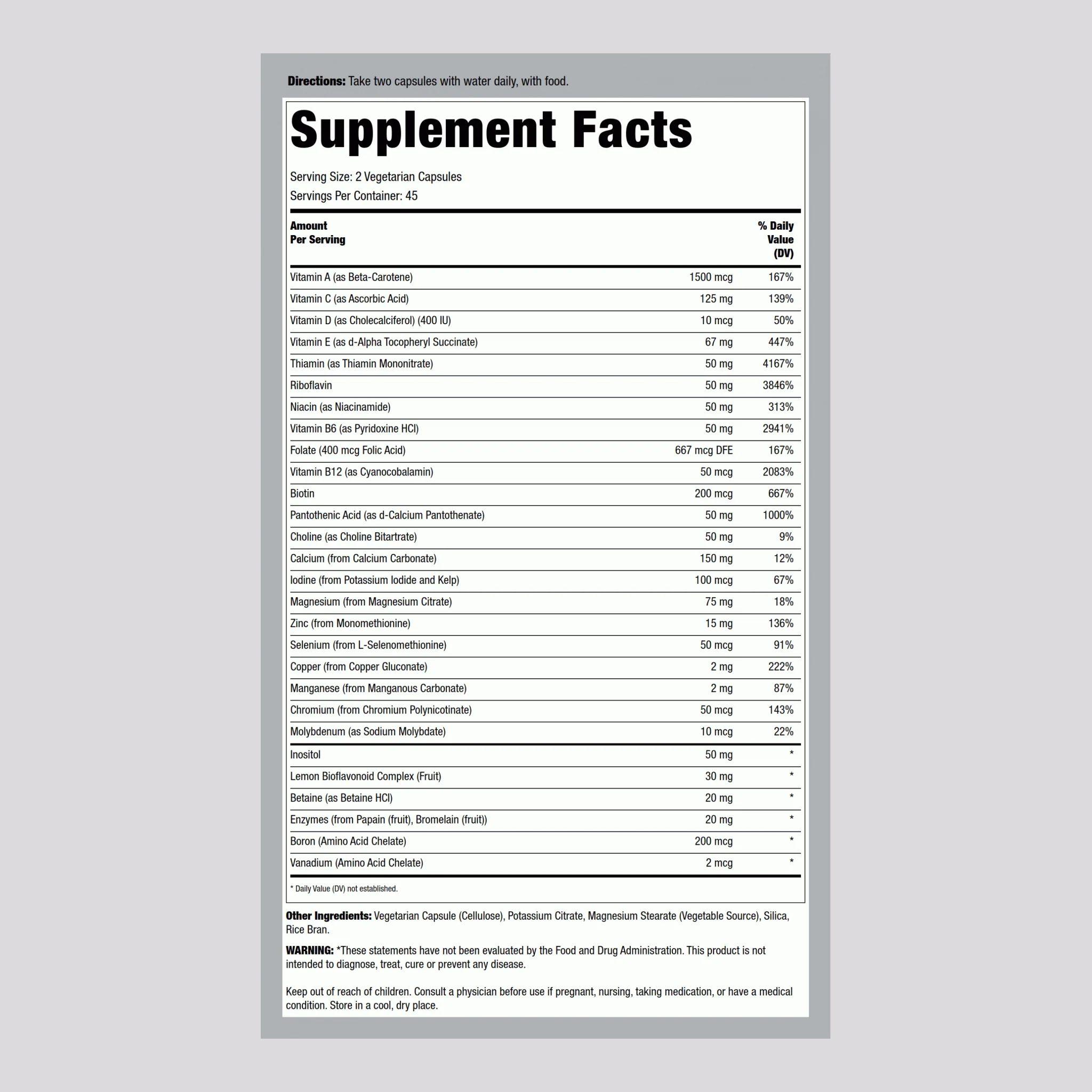 Iron Free Multi Caps, 90 Vegetarian Capsules, 2  Bottles - Image 2