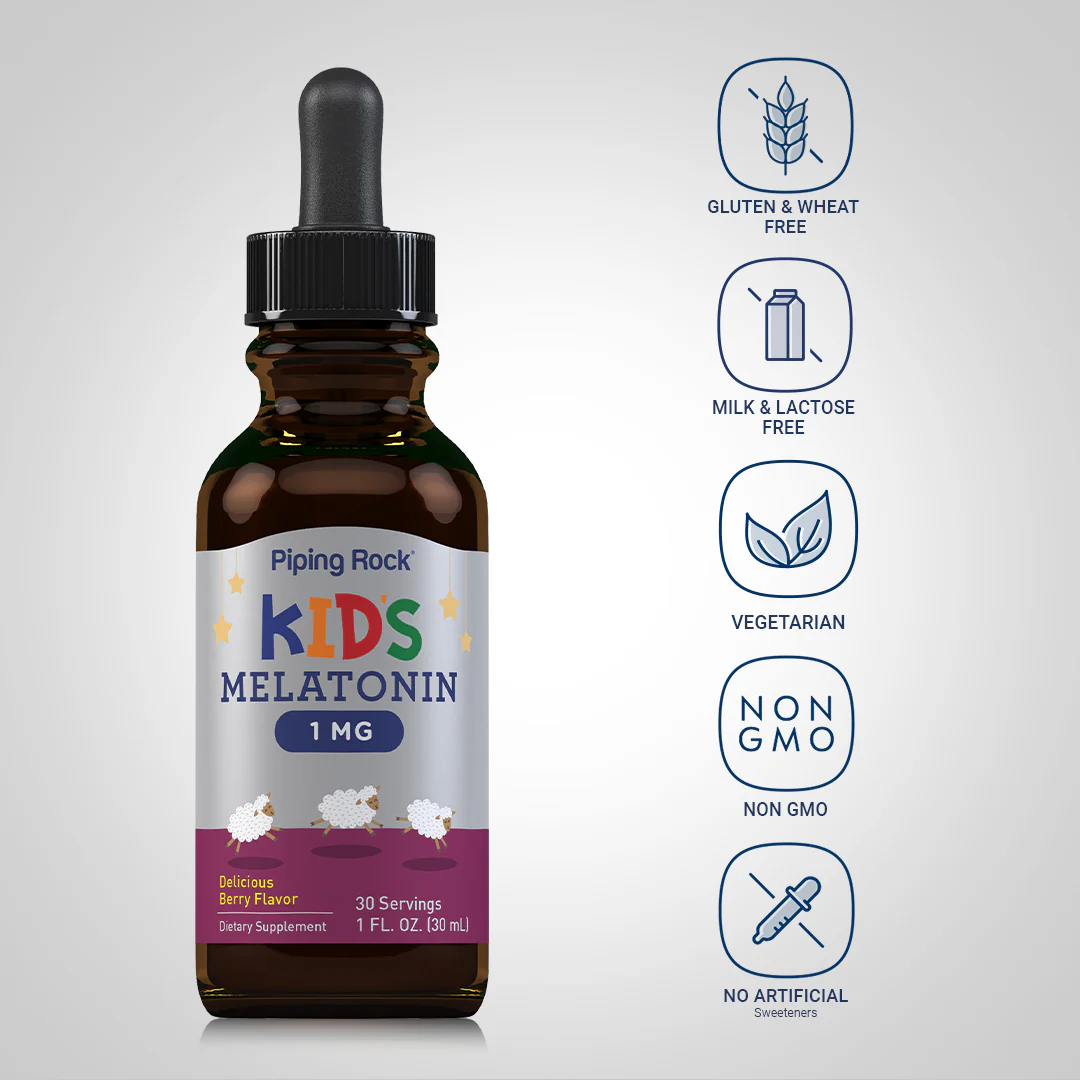 Kids Melatonin (3 Pack) (Delicious Berry), 1 mg, 1 fl oz (30 mL) Dropper Bottle - Image 4