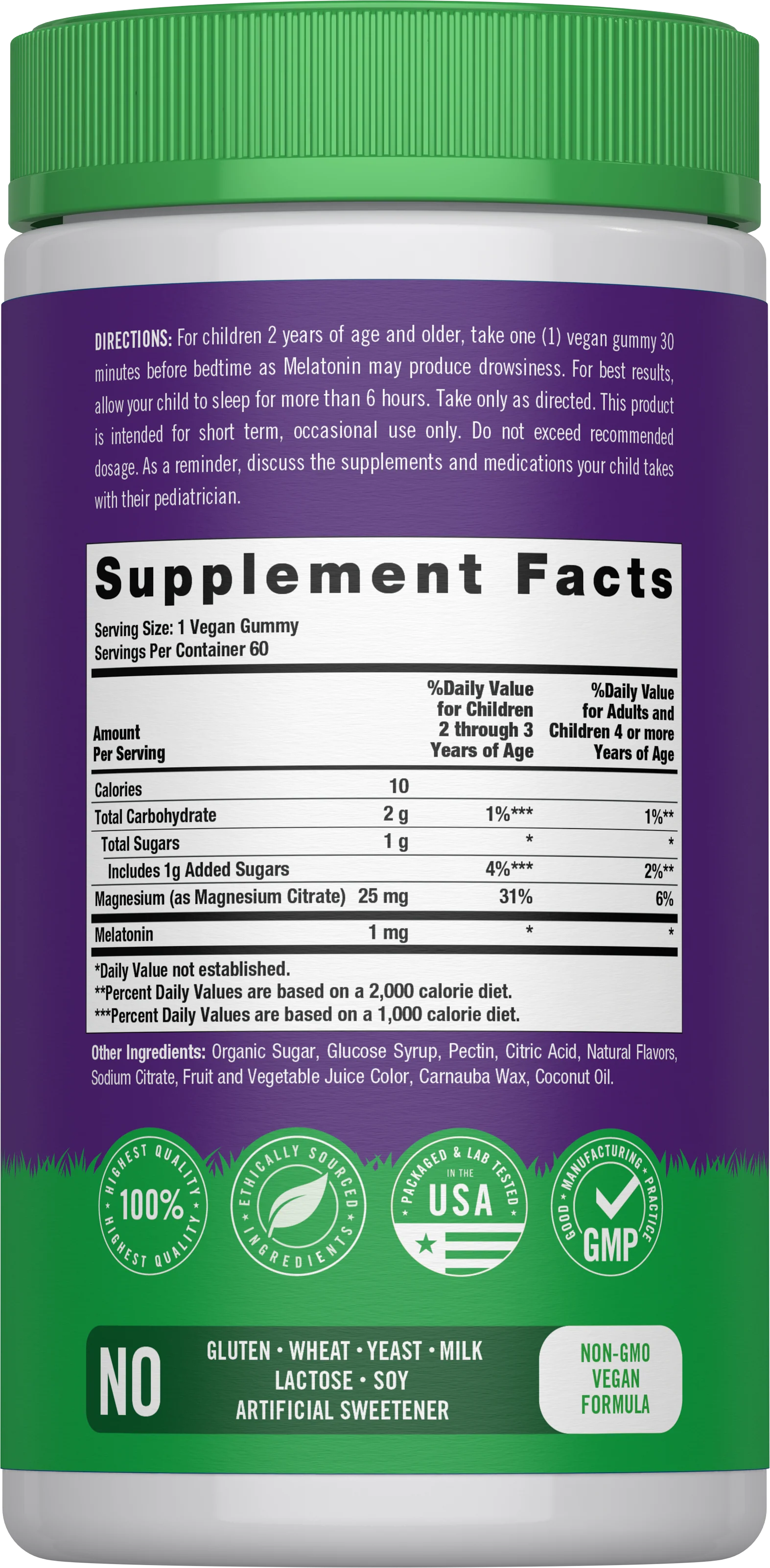Kids Melatonin + Magnesium Gummies (Berry), 60 Vegan Gummies - Image 3