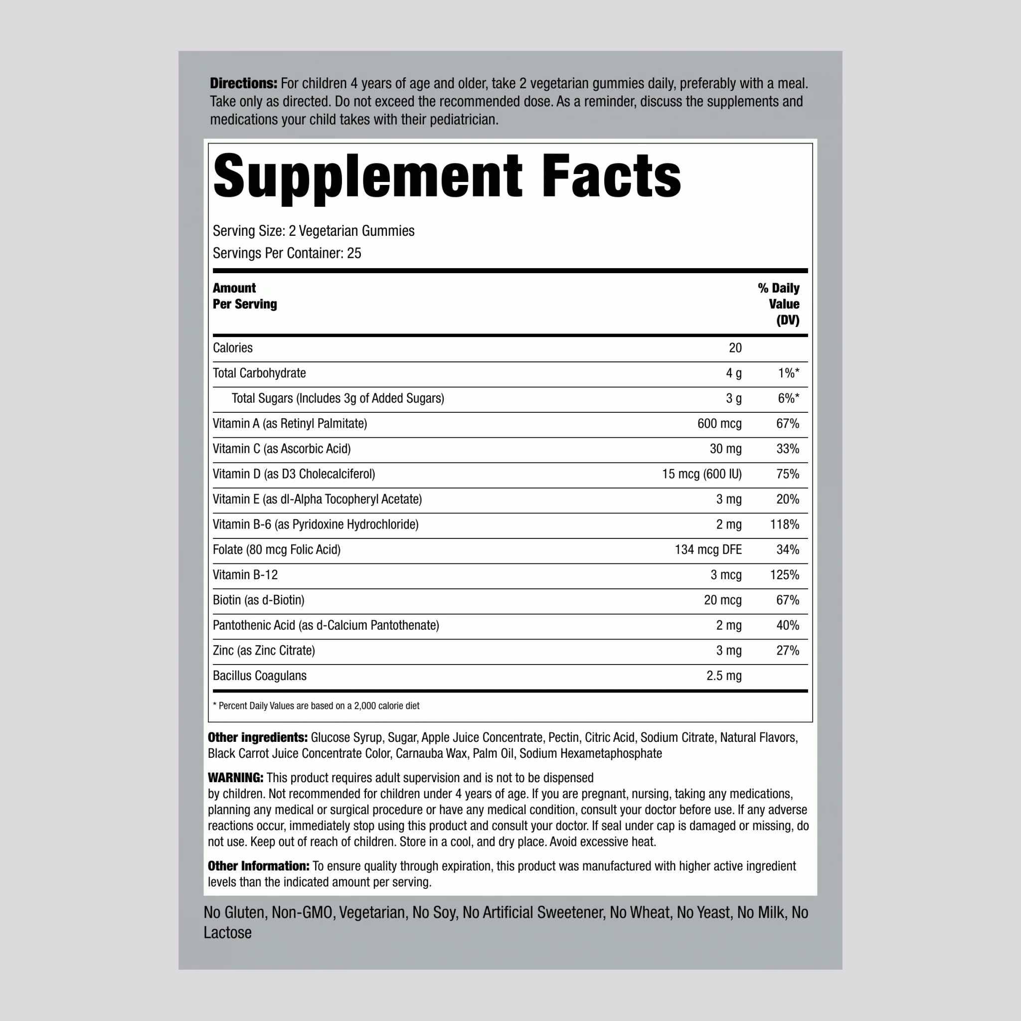 Kids Multivitamin + Probiotic (Delicious Berry Punch), 50 Vegetarian Gummies - Image 2