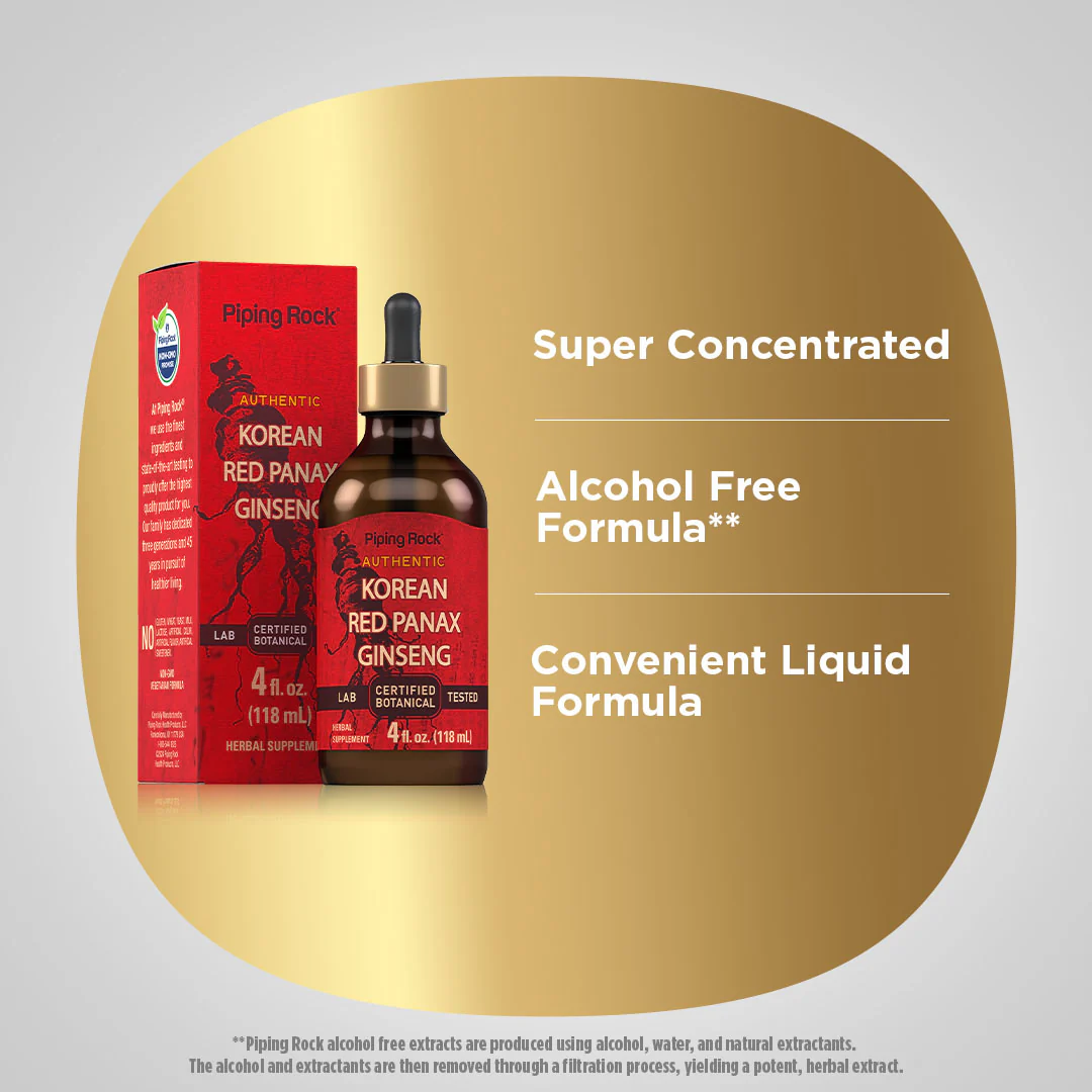 Korean Red Panax Ginseng Liquid Extract Alcohol Free, 4 fl oz (118 mL) Dropper Bottle - Image 3