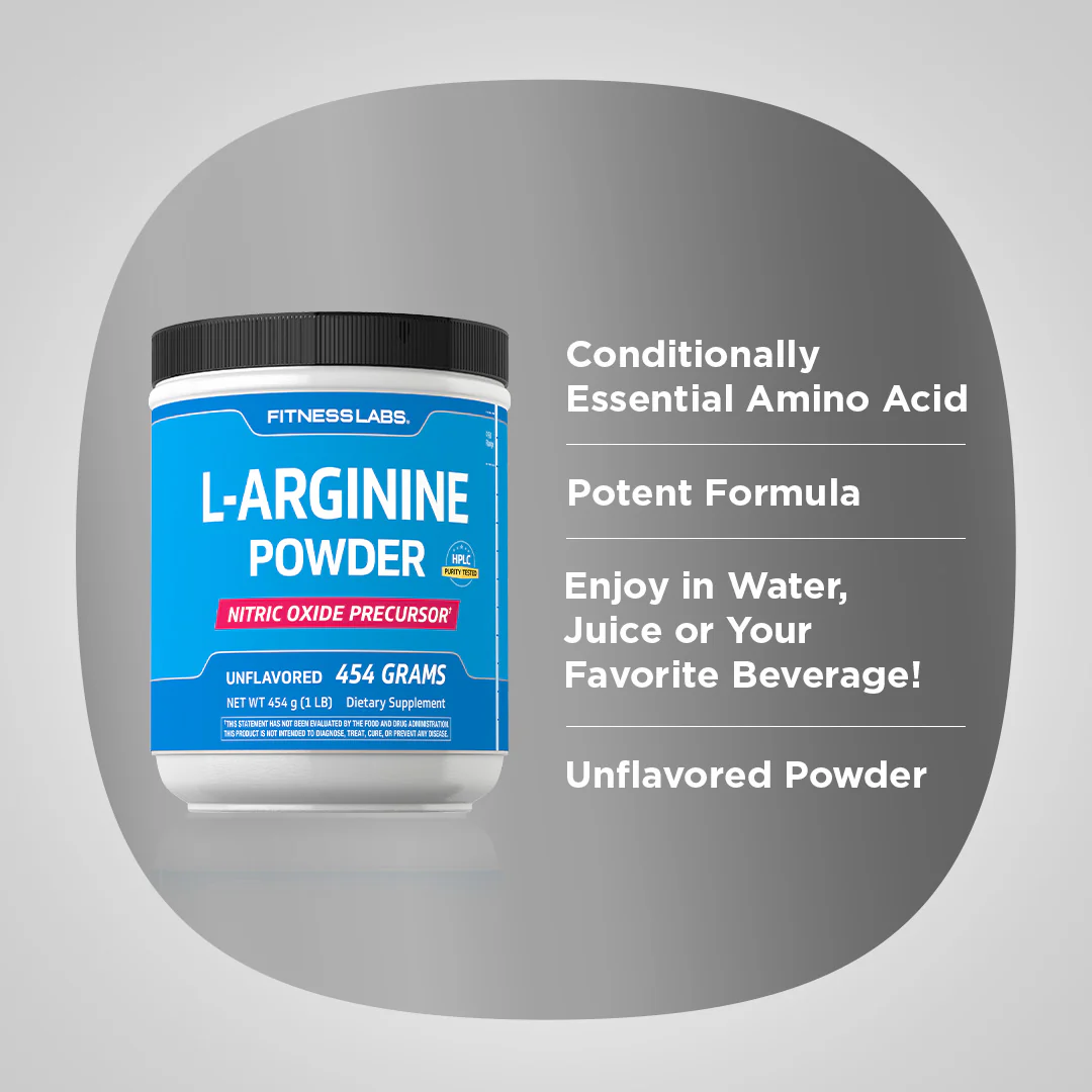 L-Arginine Powder, 3000 mg (per serving), 1 lb (454 g) Bottle, 2  Bottles - Image 3