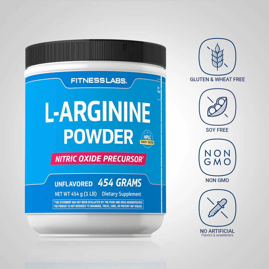 L-Arginine Powder, 3000 mg (per serving), 1 lb (454 g) Bottle, 2  Bottles - Image 4