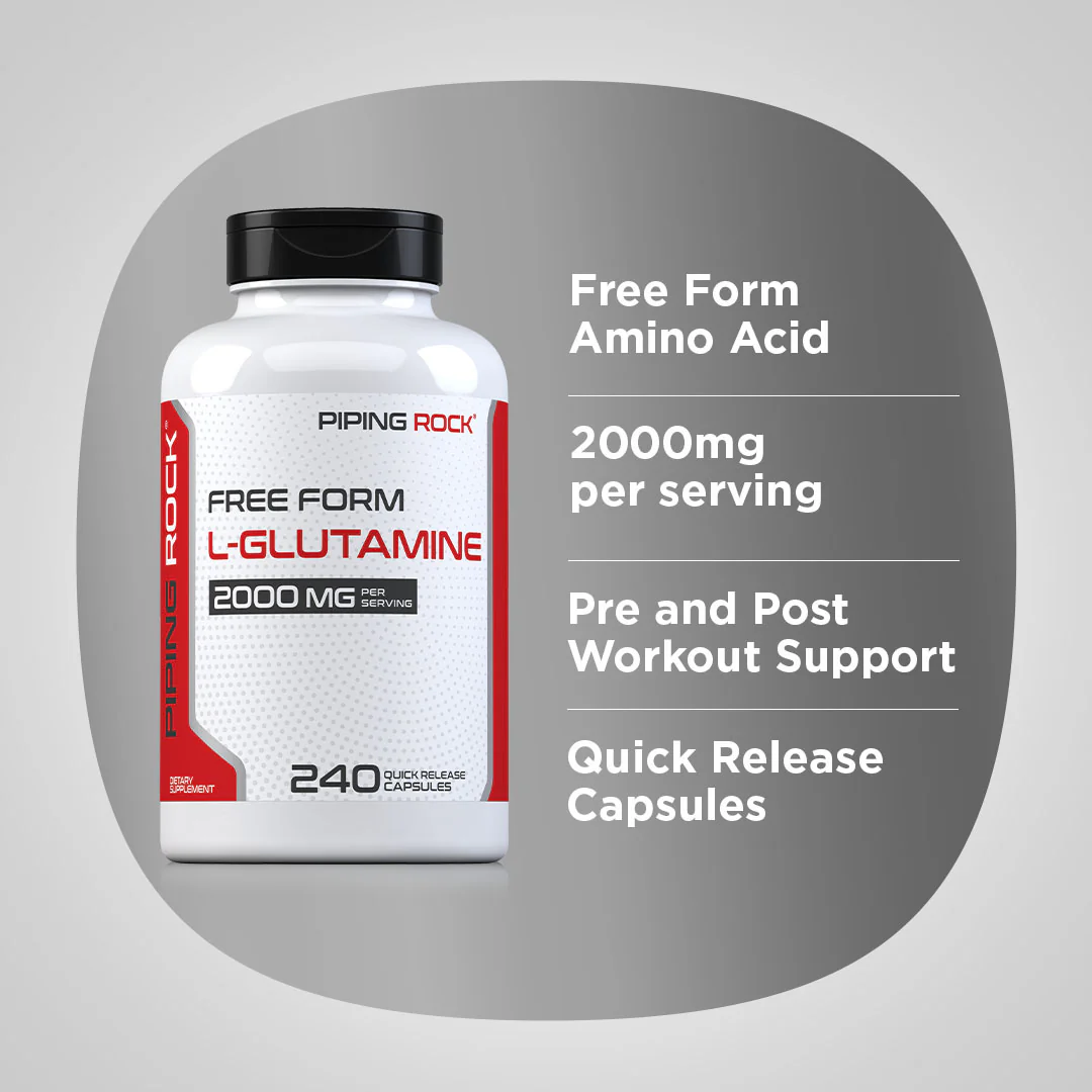 L-Glutamine, 2000 mg (per serving), 240 Quick Release Capsules - Image 4