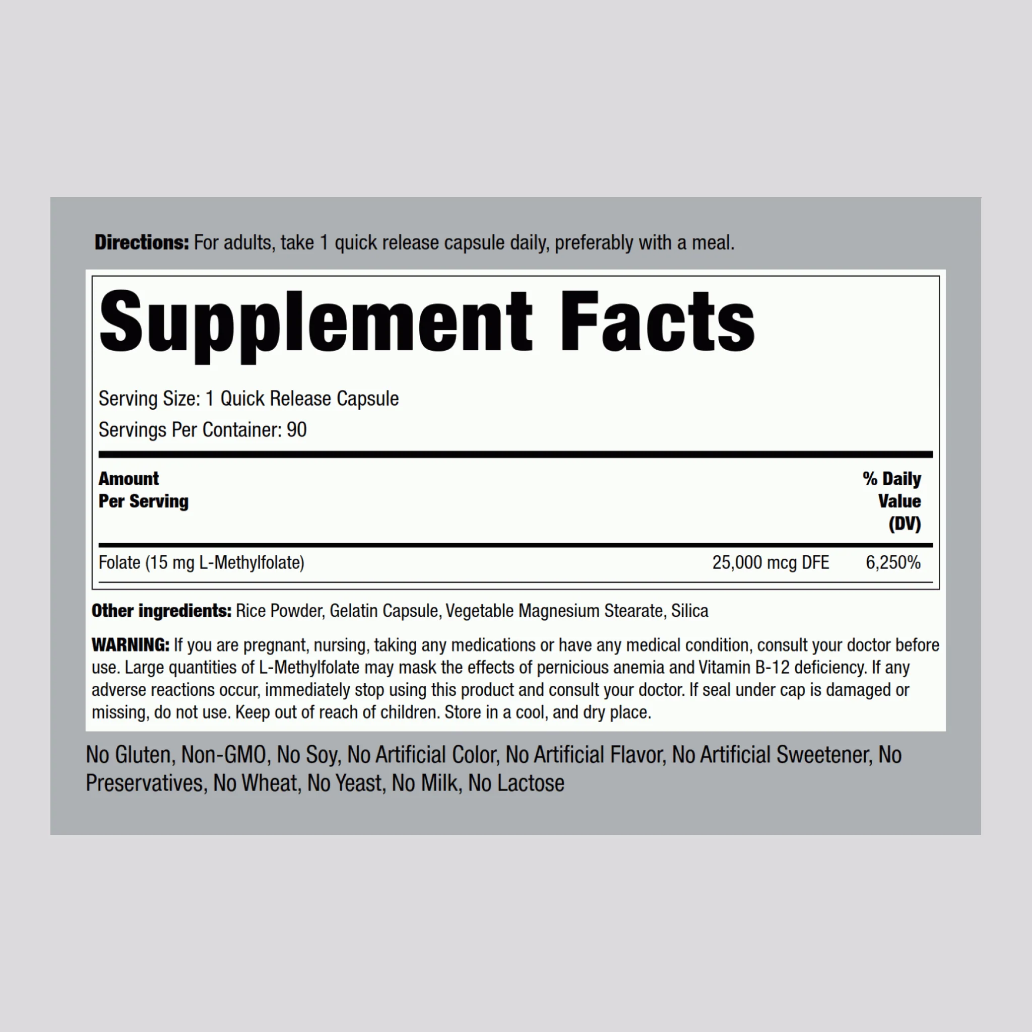 L-Methylfolate, 15 mg, 90 Quick Release Capsules - Image 2