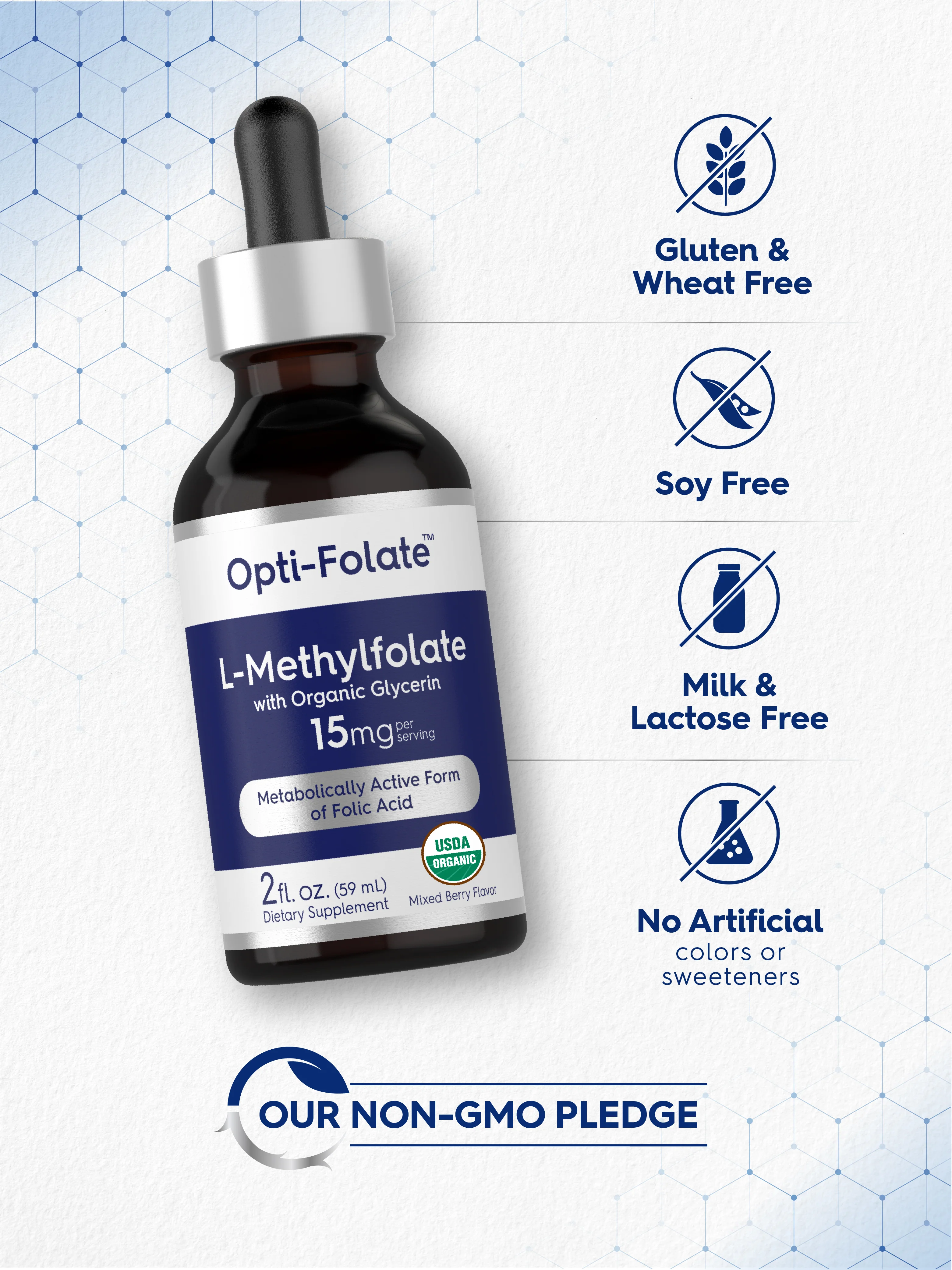 L-Methylfolate (Organic), 15 mg (per serving), 2 fl oz (59 mL) Dropper Bottle - Image 7