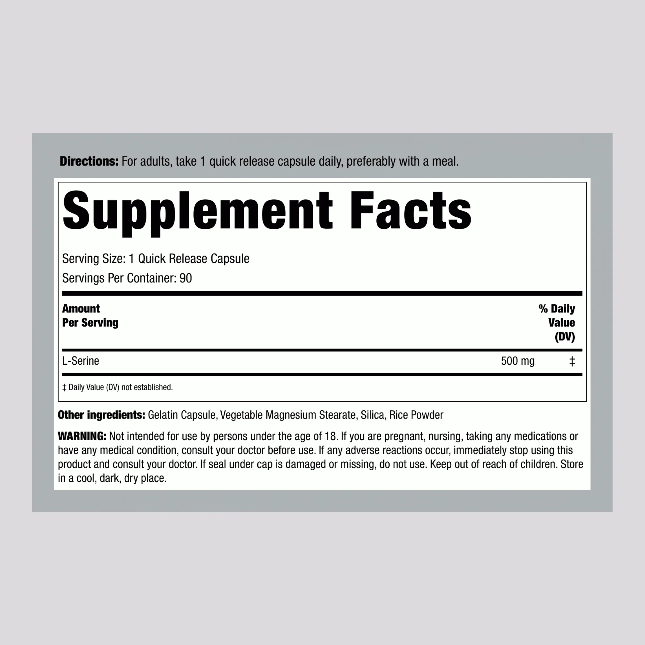 L-Serine, 500 mg, 120 Quick Release Capsules - Image 2