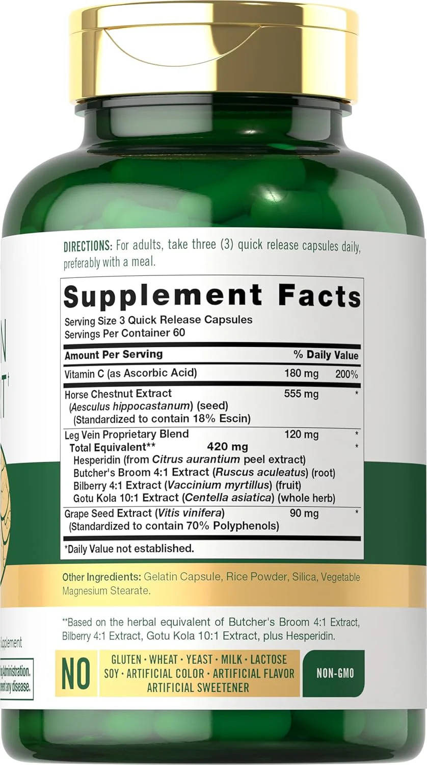 Leg Vein Support, 180 Quick Release Capsules - Image 5