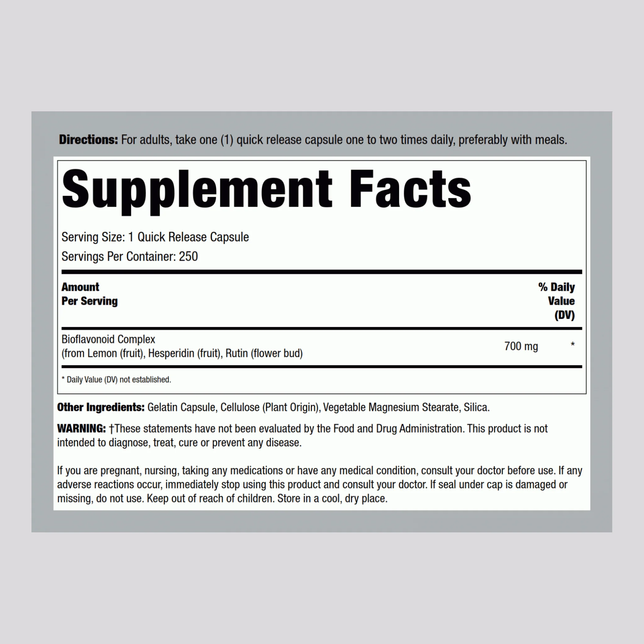 Lemon Bioflavonoid Complex, 700 mg, 250 Quick Release Capsules - Image 2