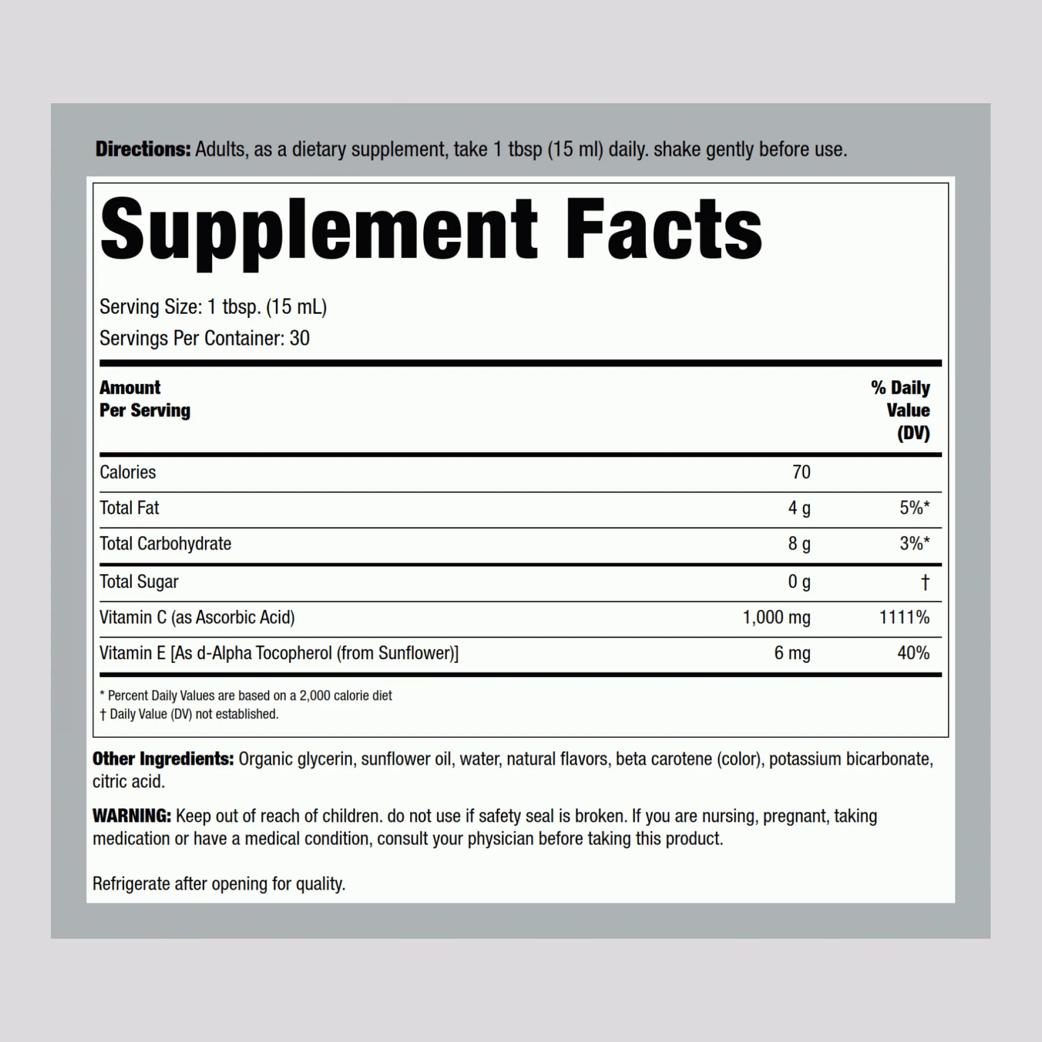 Liposomal Vitamin C (Citrus Vanilla), 1000 mg (per serving), 15.2 fl oz (450 mL) Bottle - Image 2