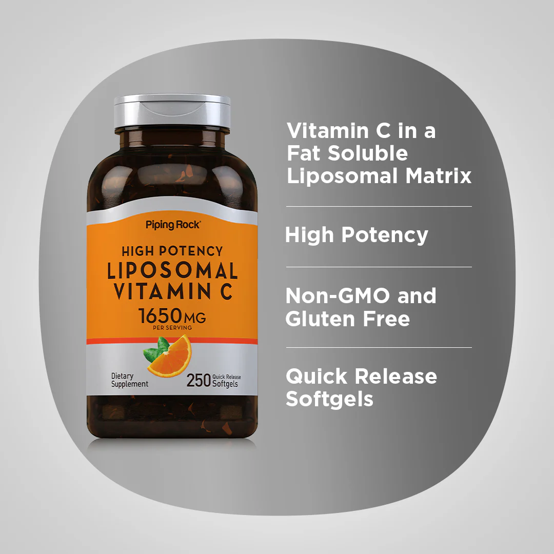 Liposomal Vitamin C Complex, 1650 mg (per serving), 250 Quick Release Softgels - Image 4