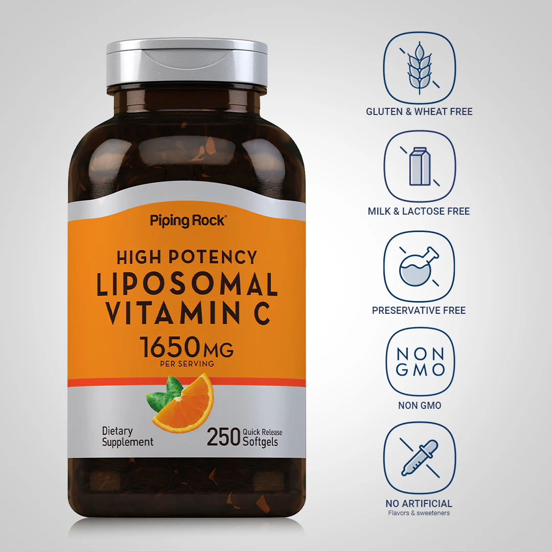 Liposomal Vitamin C Complex, 1650 mg (per serving), 250 Quick Release Softgels, 2  Bottles - Image 4