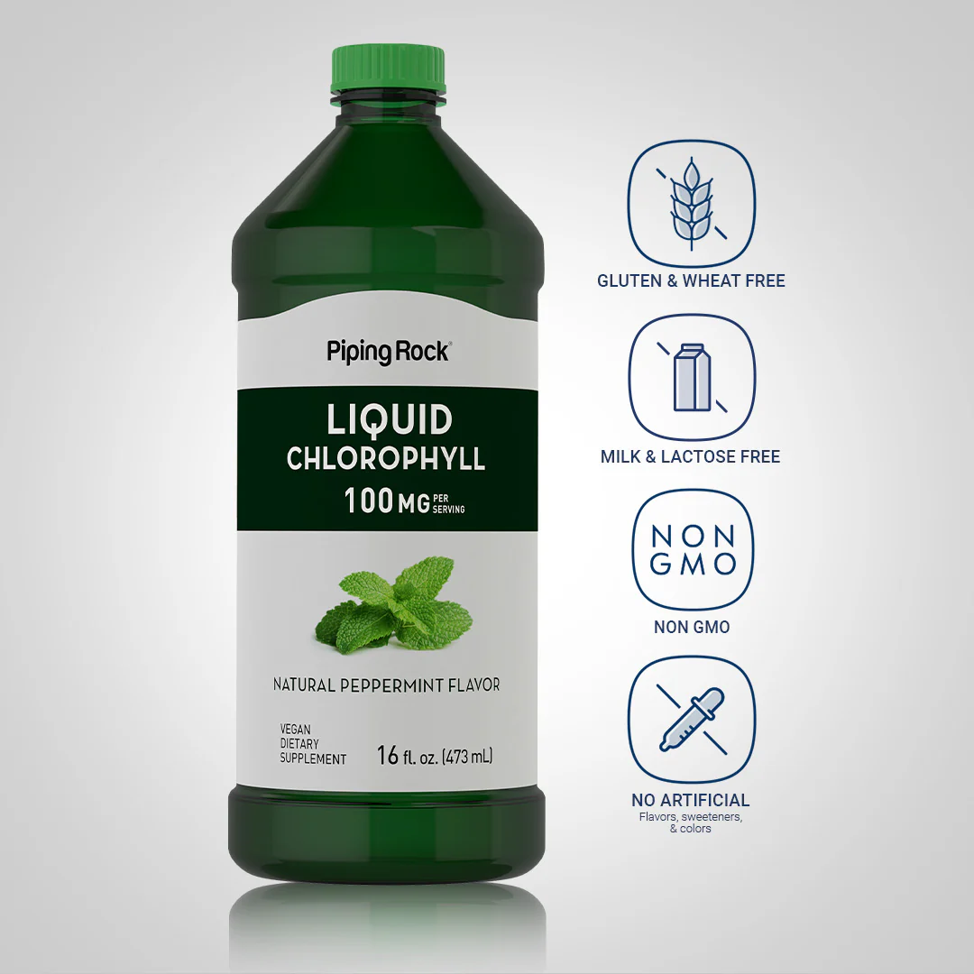 Liquid Chlorophyll (Natural Peppermint), 100 mg (per serving), 16 fl oz (473 mL) Bottle - Image 4