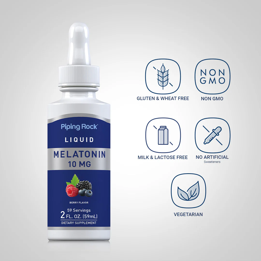 Liquid Melatonin 10 mg (Delicious Berry), 2 fl oz (59 mL) Dropper Bottle, 2  Dropper Bottles - Image 4