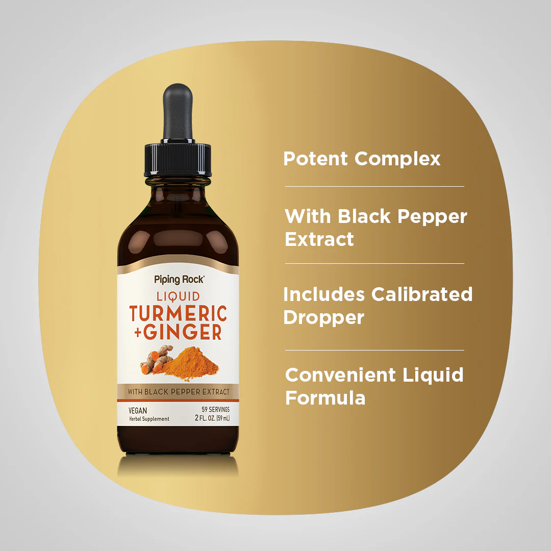 Liquid Turmeric Plus Ginger, 2 fl oz (59 mL) Dropper Bottle - Image 3
