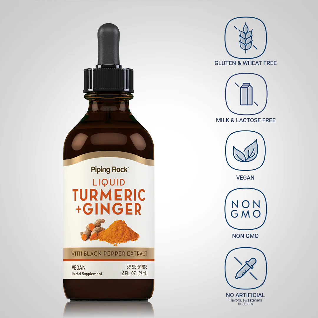 Liquid Turmeric Plus Ginger, 2 fl oz (59 mL) Dropper Bottle - Image 4