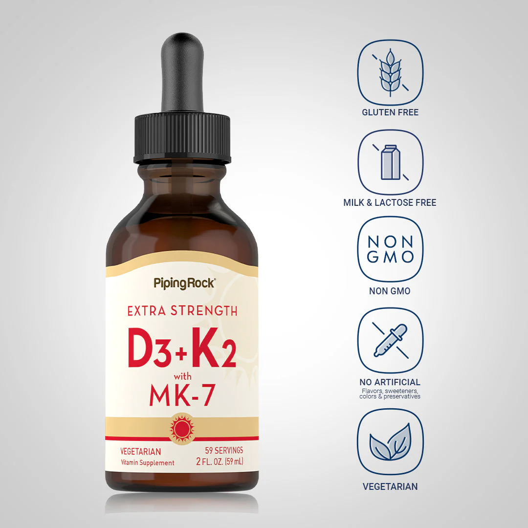 Liquid Vitamin D3 & K-2 (Organic), 2 fl oz (59 mL) Dropper Bottle, 2  Dropper Bottles - Image 4