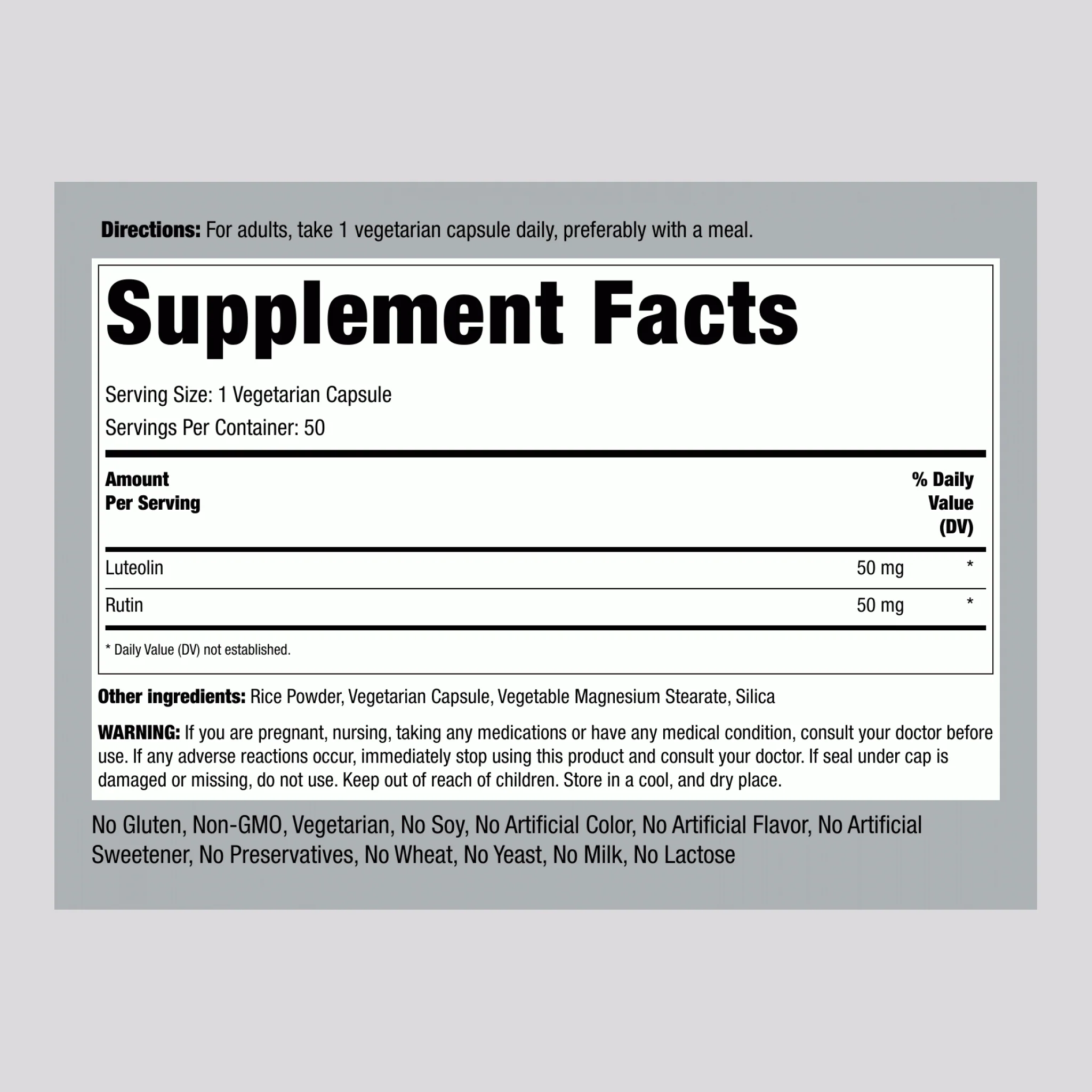 Luteolin Complex with Rutin, 100 mg, 50 Vegetarian Capsules, 2  Bottles - Image 2