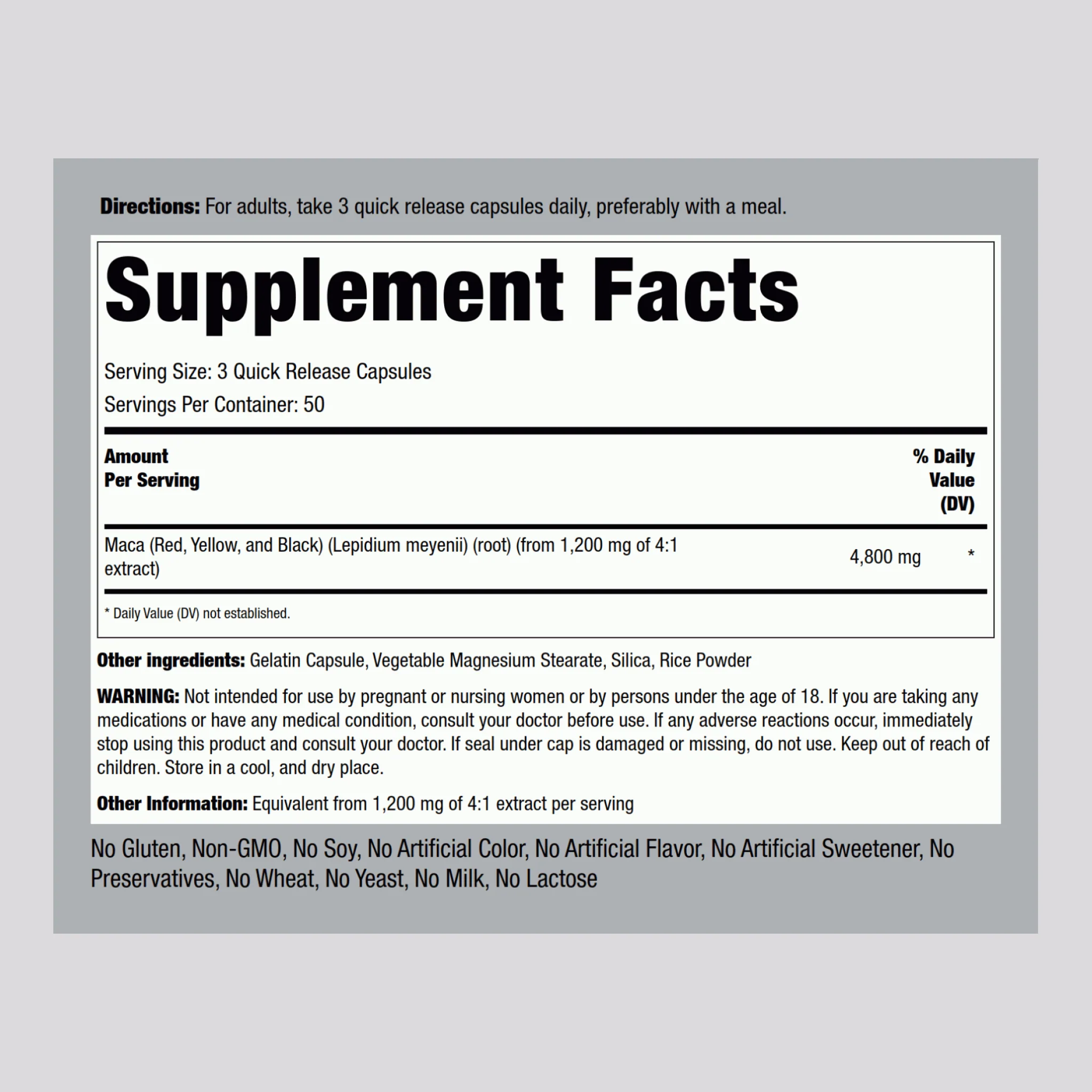 Maca, 4800 mg (per serving), 150 Quick Release Capsules, 2  Bottles - Image 2
