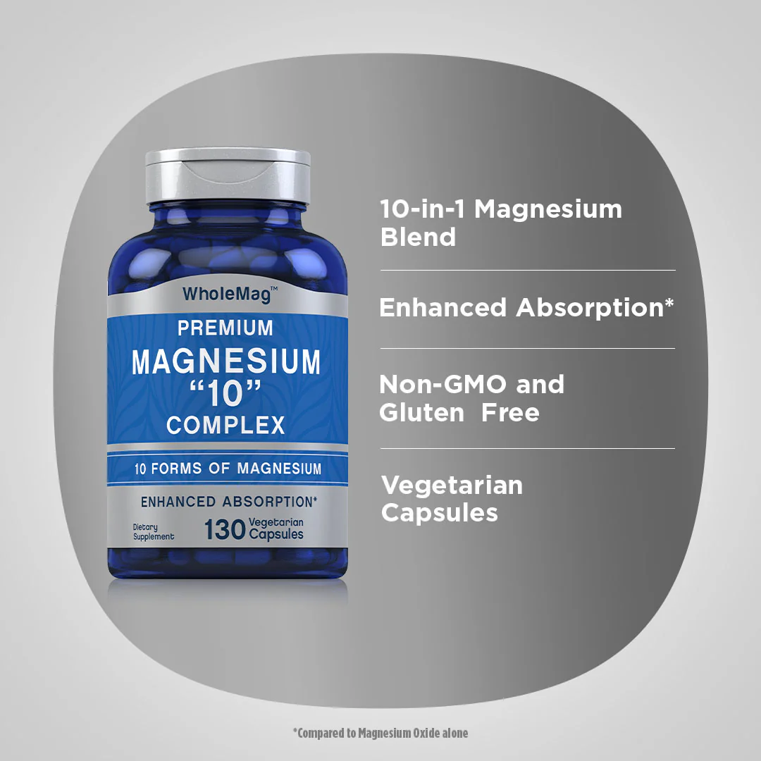 Magnesium "10" Complex, 130 Vegetarian Capsules - Image 3