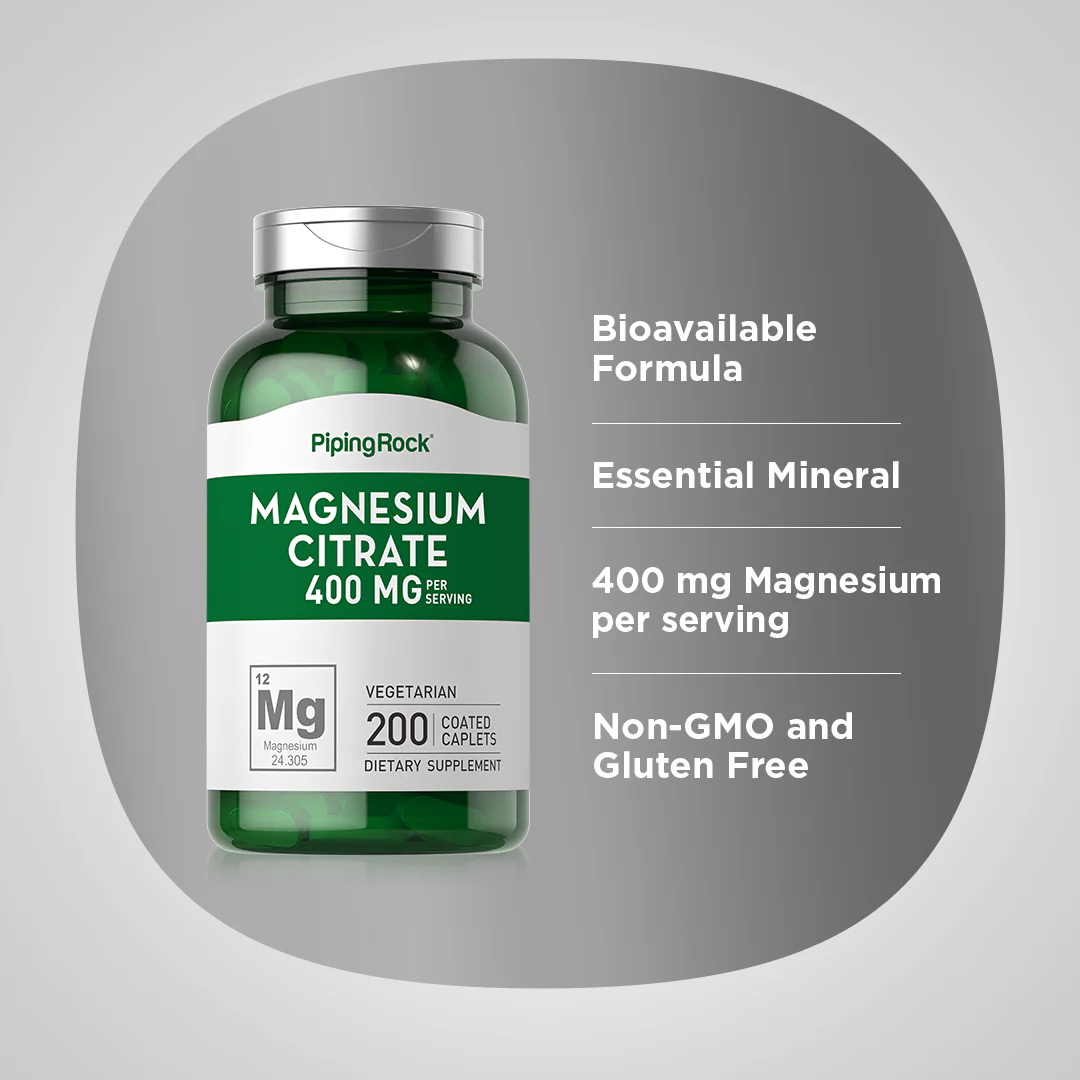 Magnesium Citrate, 400 mg (per serving), 200 Coated Caplets - Image 4
