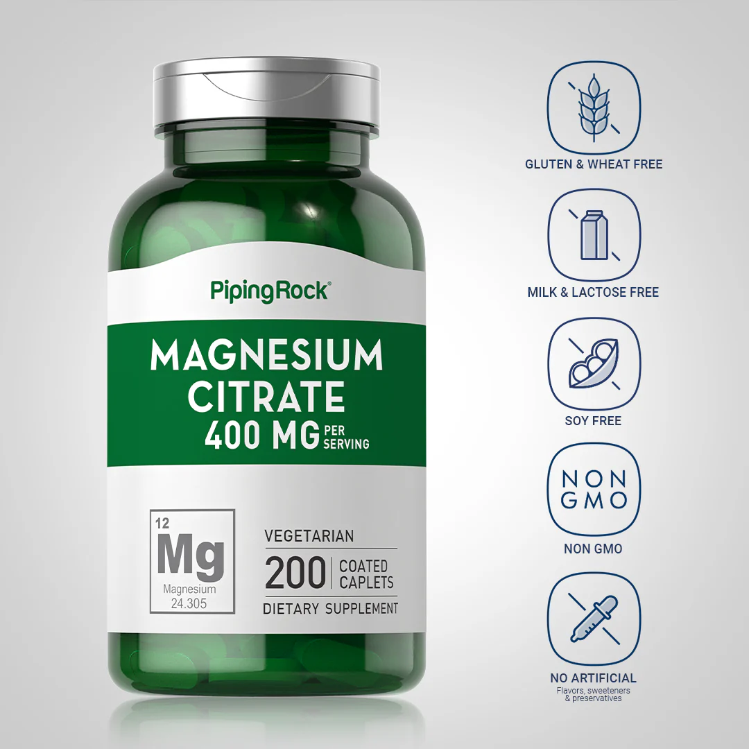 Magnesium Citrate, 400 mg (per serving), 200 Coated Caplets - Image 5