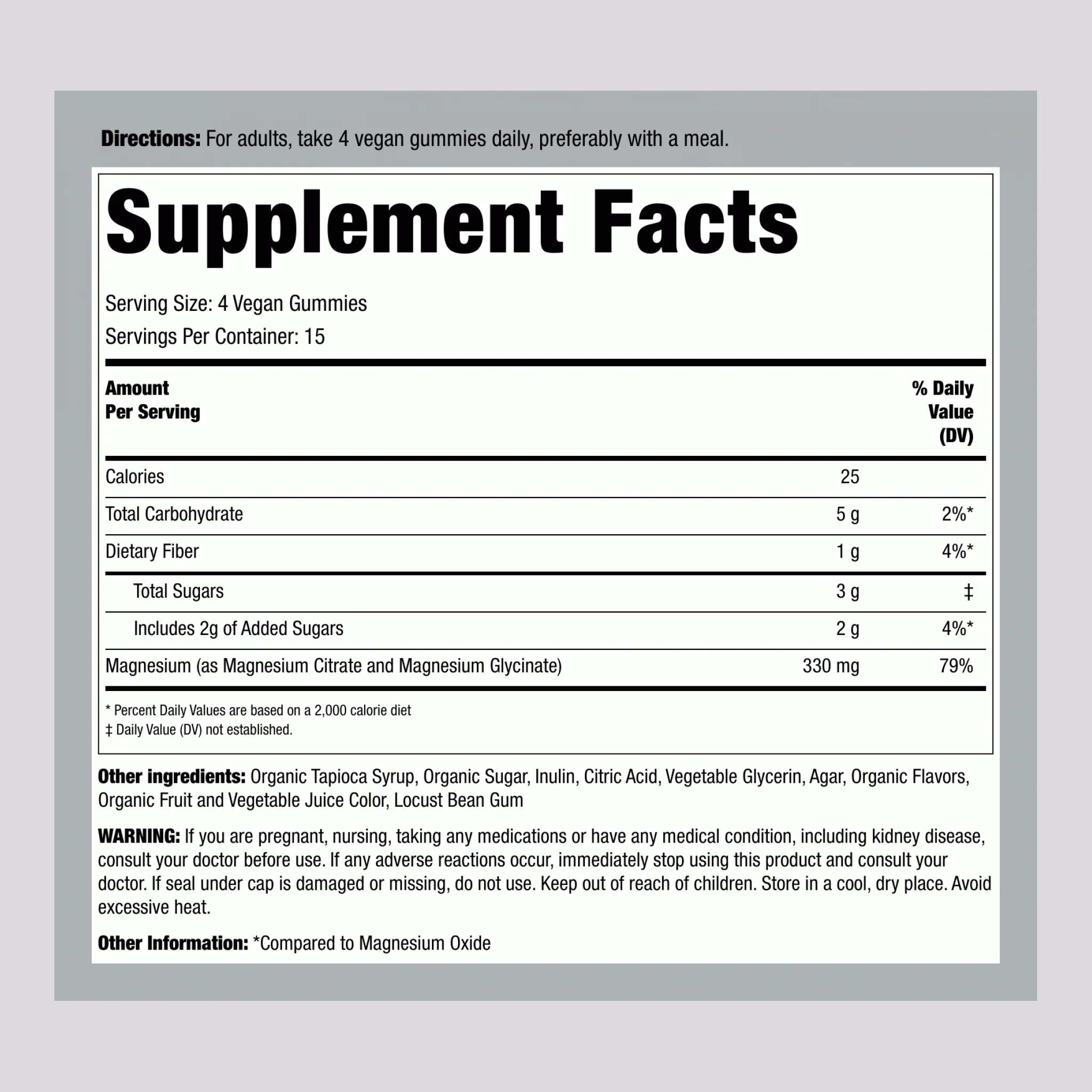 Magnesium Citrate & Glycinate (Raspberry Lemon), 330 mg (per serving), 60 Vegan Gummies - Image 2