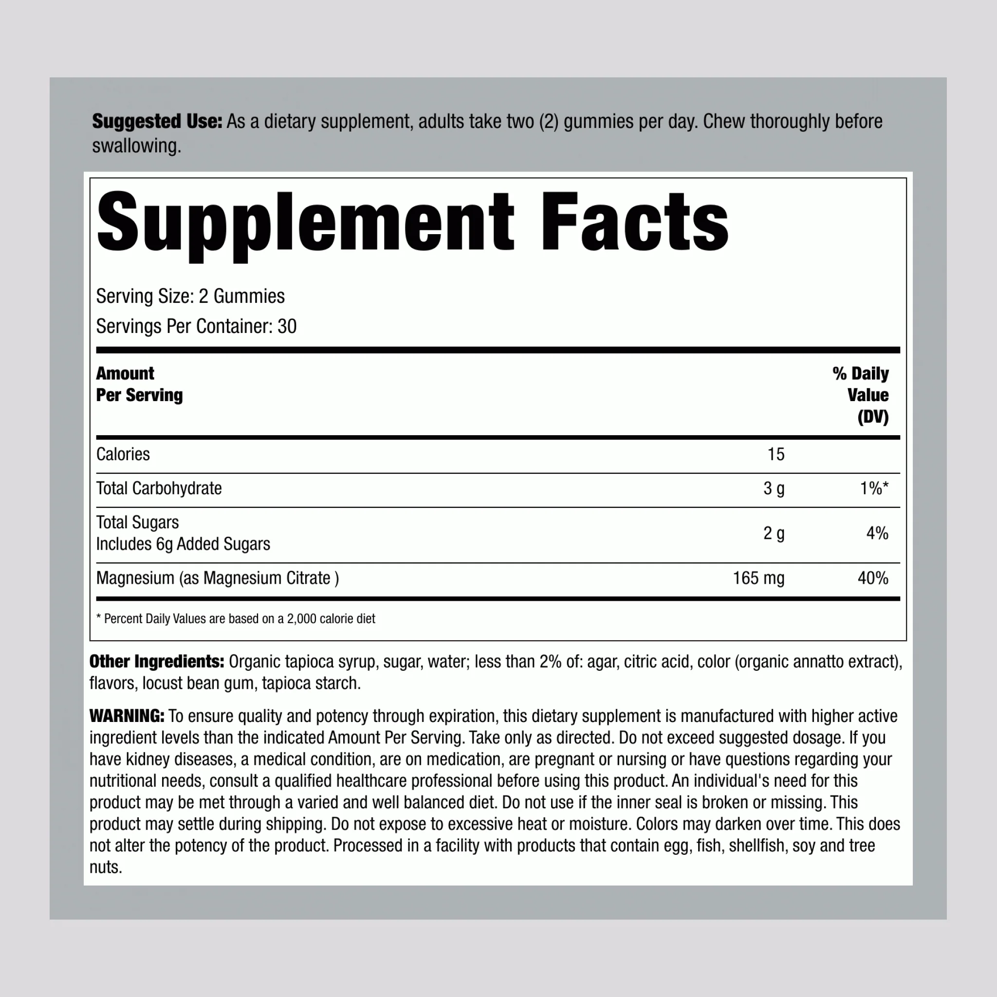 Magnesium Citrate (Orange Vanilla), 165 mg (per serving), 60 Gummies - Image 2