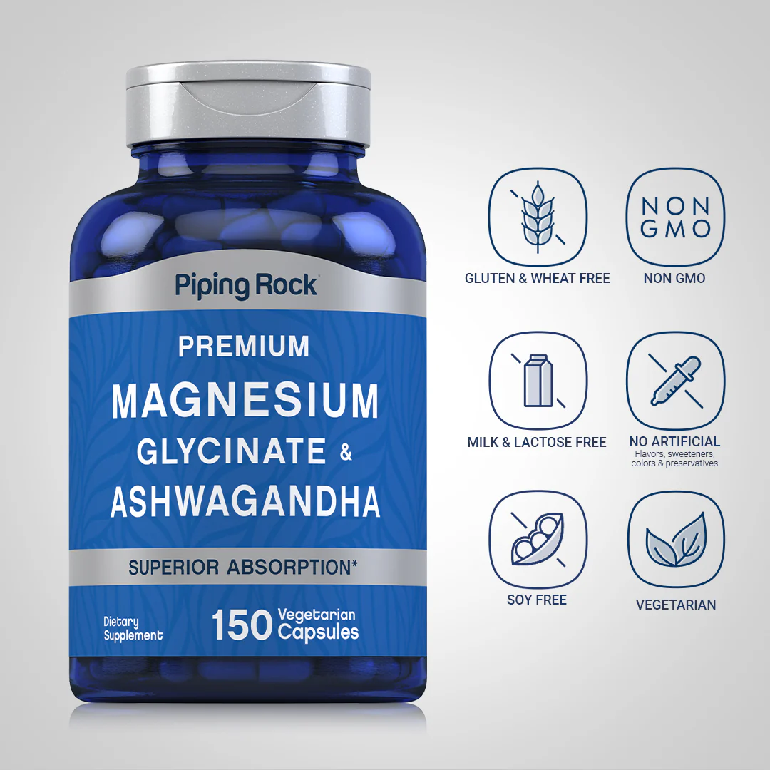 Magnesium Glycinate + Ashwagandha, 150 Vegetarian Capsules - Image 4
