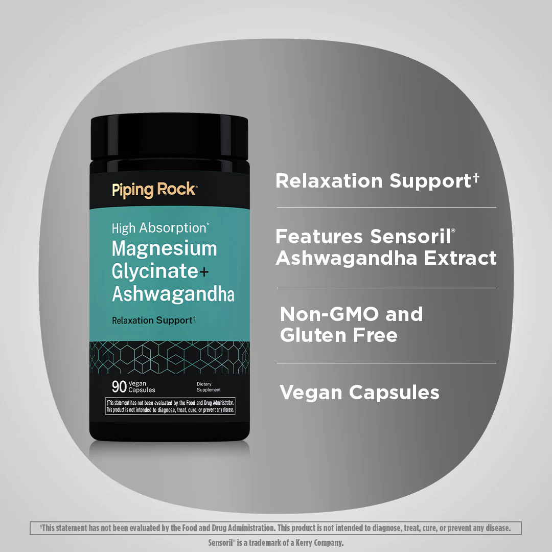 Magnesium Glycinate + Ashwagandha, 90 Vegan Capsules - Image 3