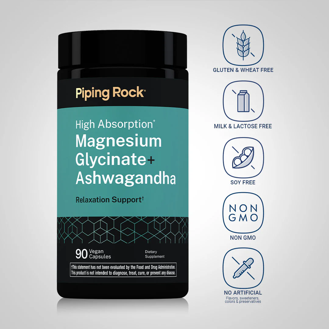 Magnesium Glycinate + Ashwagandha, 90 Vegan Capsules, 2  Bottles - Image 4