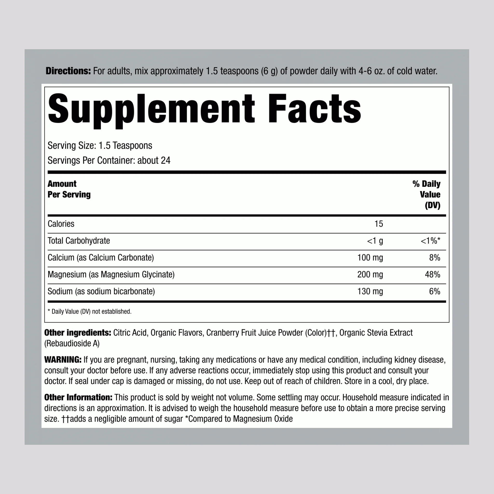 Magnesium Glycinate Calming Drink Mix (Raspberry Lemon), 5 oz. (142g) Bottle - Image 2
