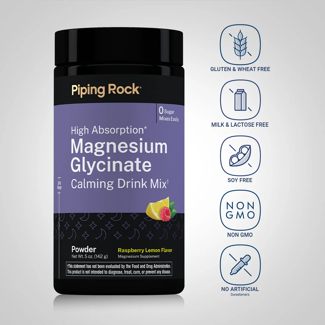 Magnesium Glycinate Calming Drink Mix (Raspberry Lemon), 5 oz. (142g) Bottle - Image 4