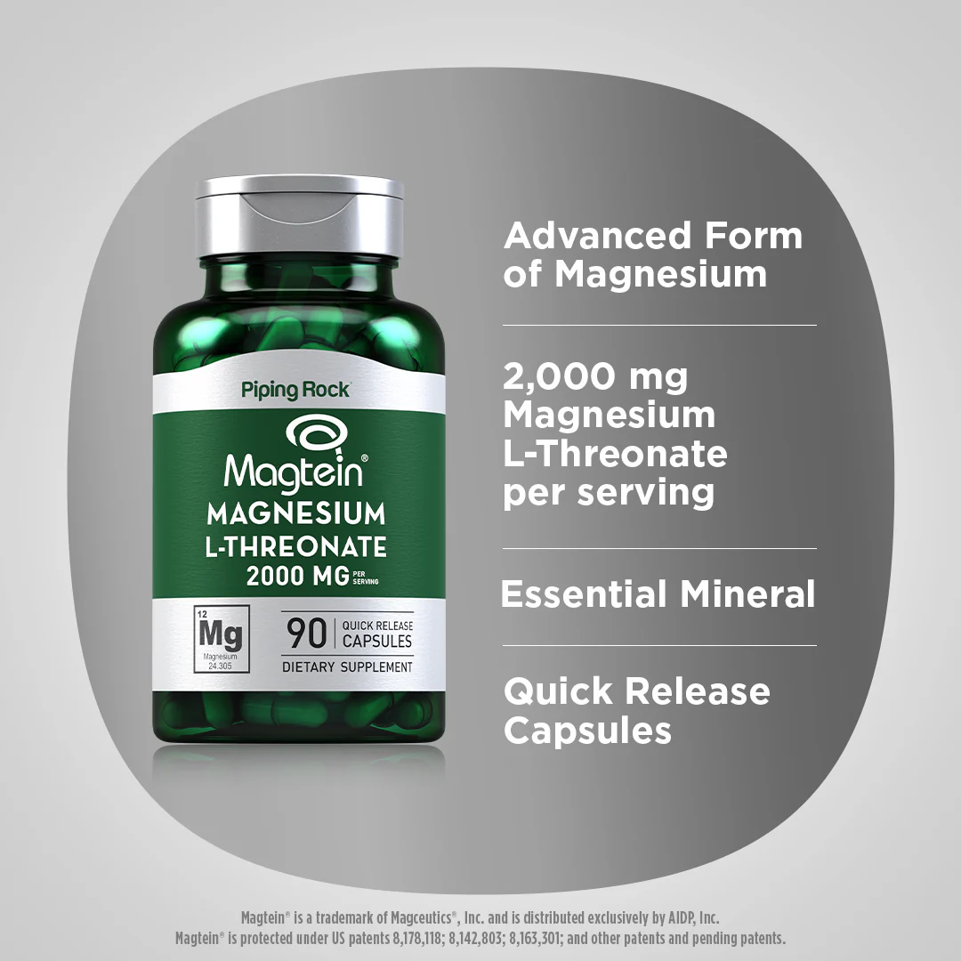 Magnesium L-Threonate Magtein, 90 Quick Release Capsules, 2  Bottles - Image 4