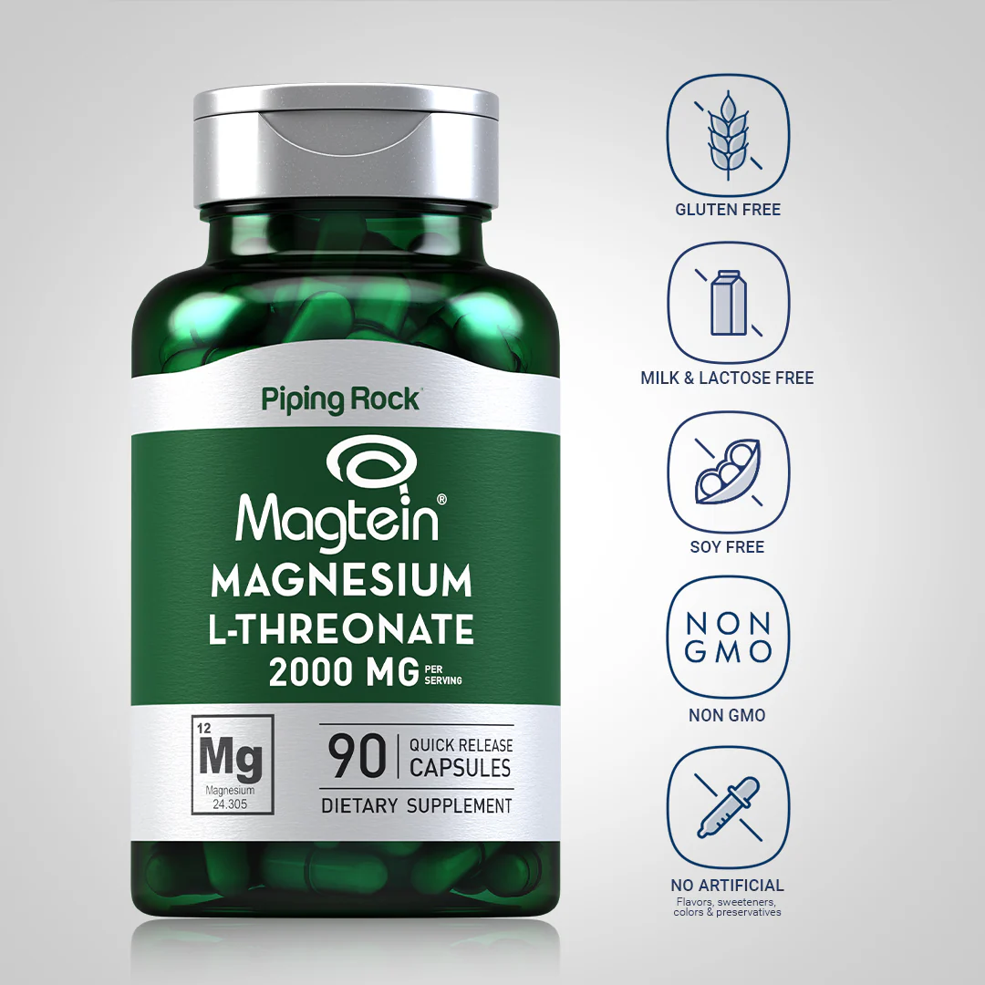 Magnesium L-Threonate Magtein, 90 Quick Release Capsules, 2  Bottles - Image 5