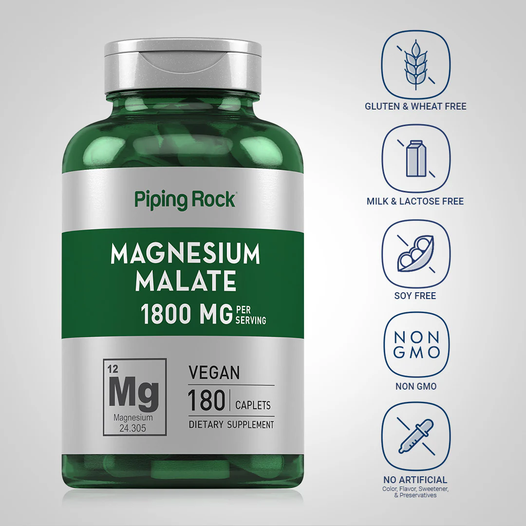 Magnesium Malate, 1800 mg (per serving), 180 Coated Caplets, 2  Bottles - Image 5
