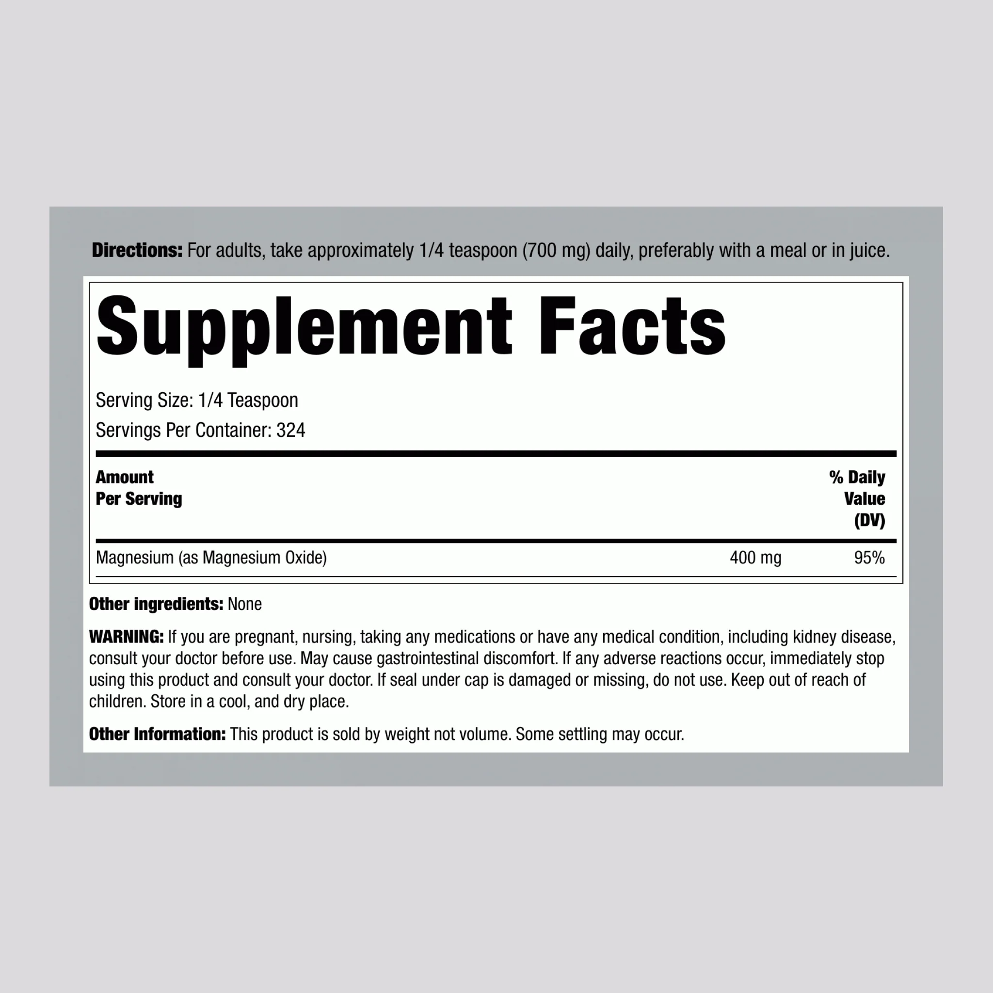 Magnesium Oxide Powder, 8 oz (227 g) Bottle - Image 2